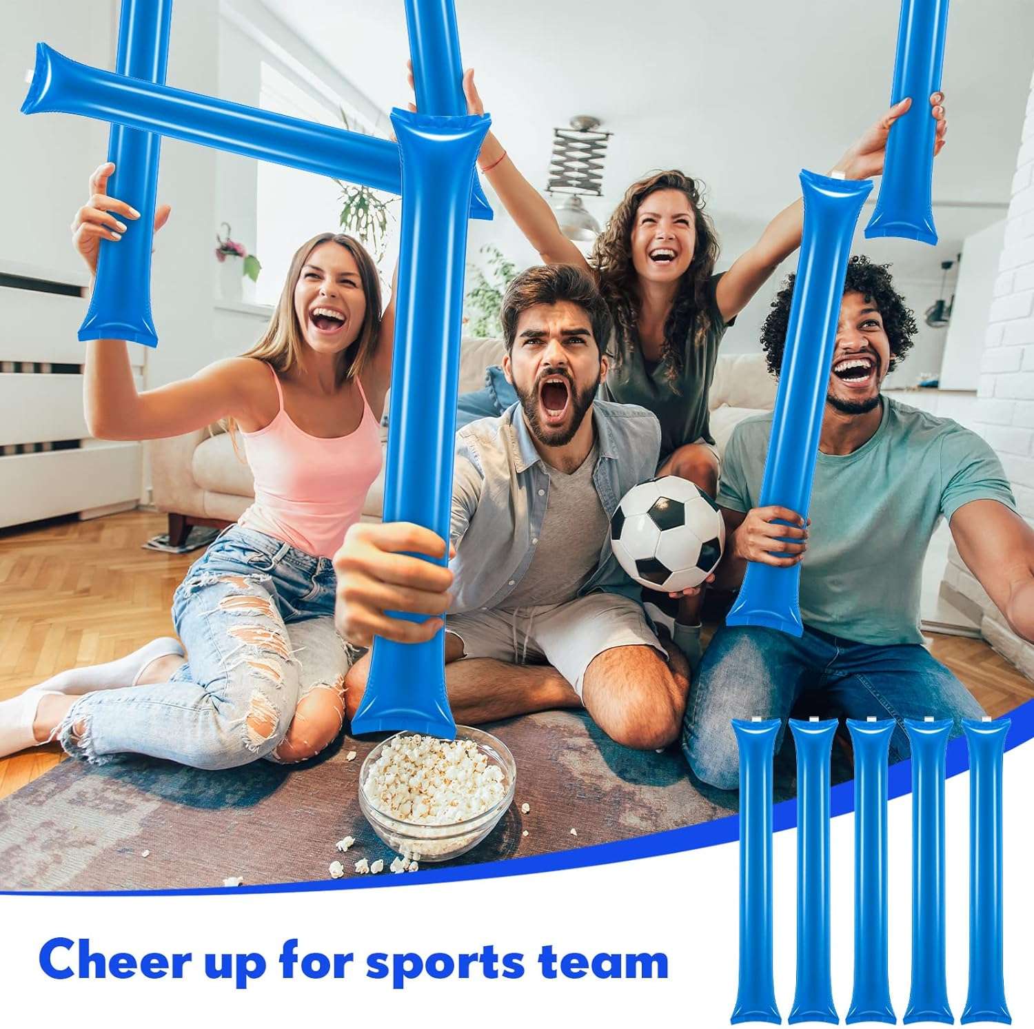 120 Pcs Thunder Sticks Thicken Bam Bam Plastic Cheering Sticks Inflatable Noise Makers for Sporting Events Team Spirit Cheerleading Stick for Sporting Cheers Basketball Football Dance Party - Red image number 2