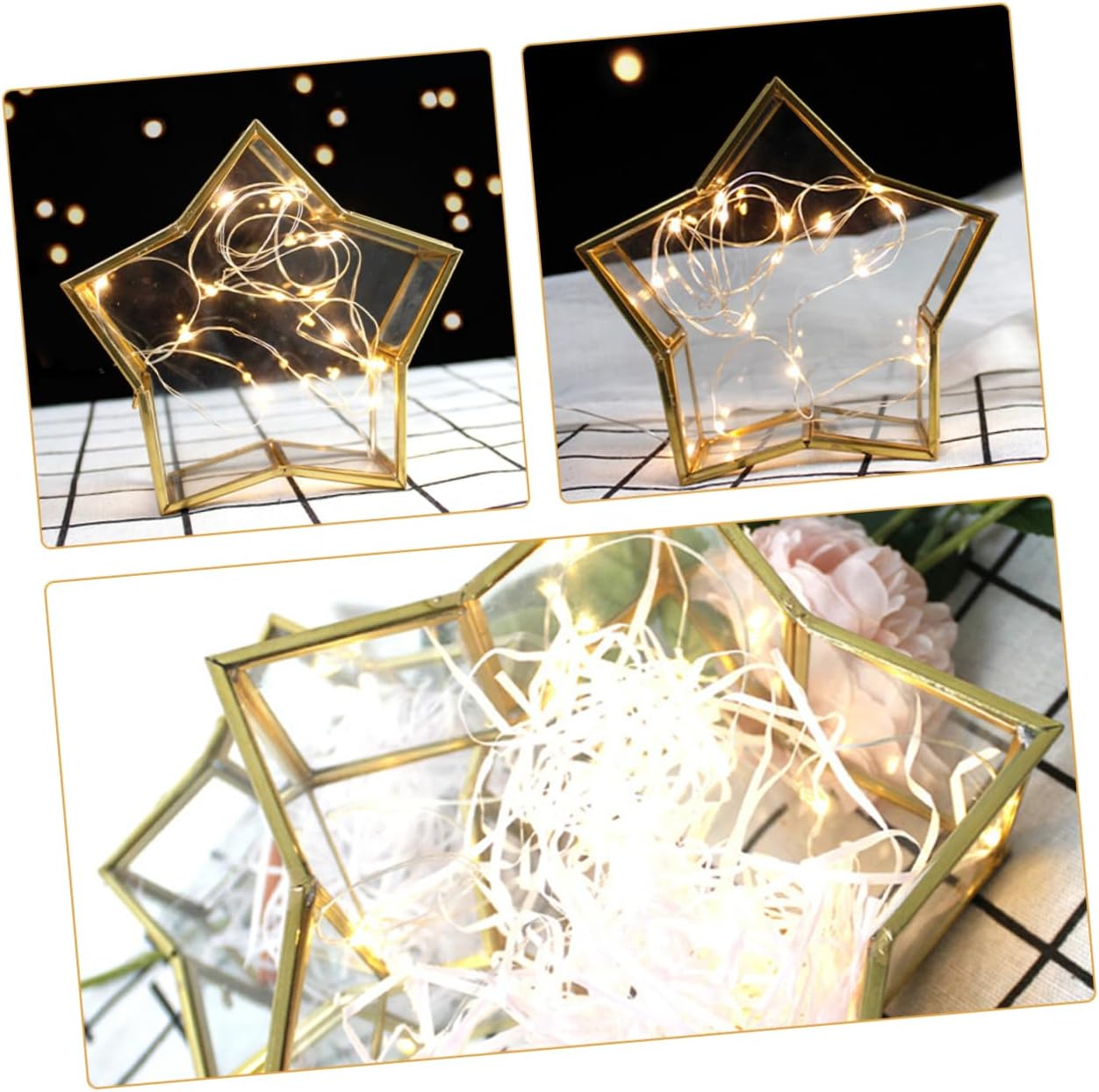 Glass Star Keepsake Box: Star Shaped Wishing Bottle Origami Paper Jar Jewelry Trinket Organizer Preserved Flower Display Case for Home Dresser Tabletop image number 4