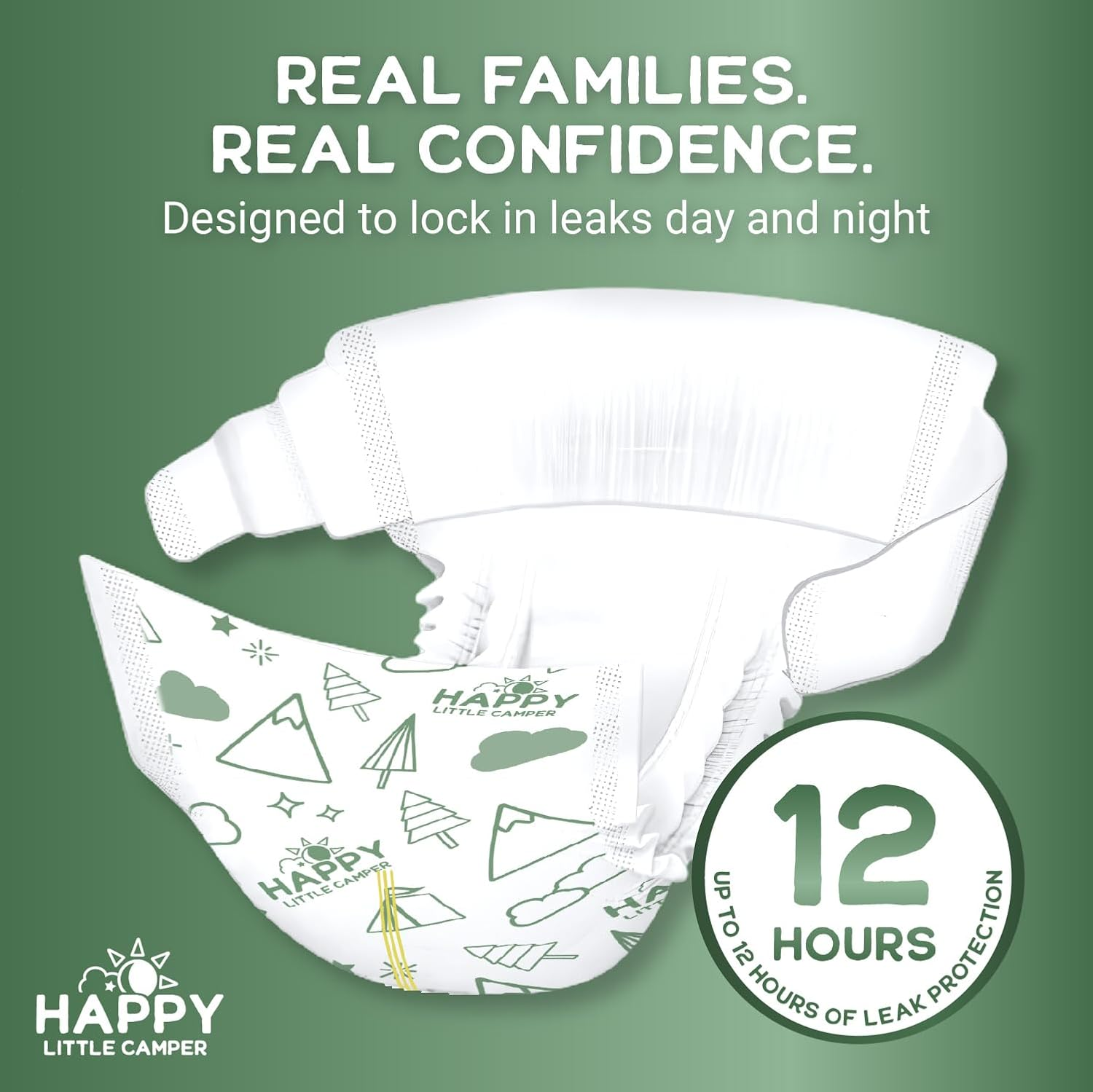 Happy Little Camper Super Saver Nappies, Size 4, 25 Count | Budget-Friendly Disposable Baby Nappies for Sensitive Skin | Hypoallergenic, Fragrance-Free, Ultra Absorbent image number 2