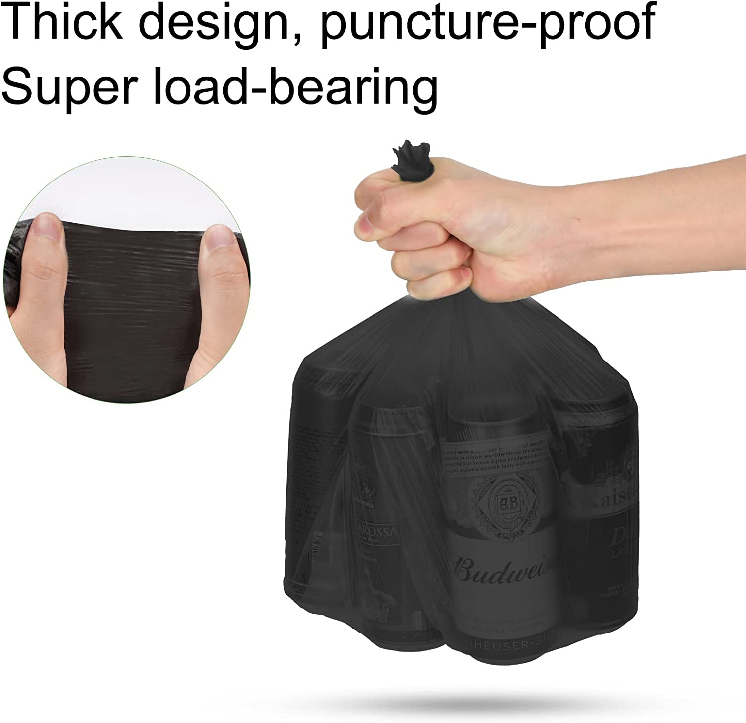 Biodegradable Trash Bags 120PCS, Aievrgad 5L/1.2Gallon Small Garbage Bags/For Countertop Bin. Bin Liner/Trash/Rubbish Bags, 100% Recycled,Tough, Degradable, Compost Bags for Food/Household-Black image number 2