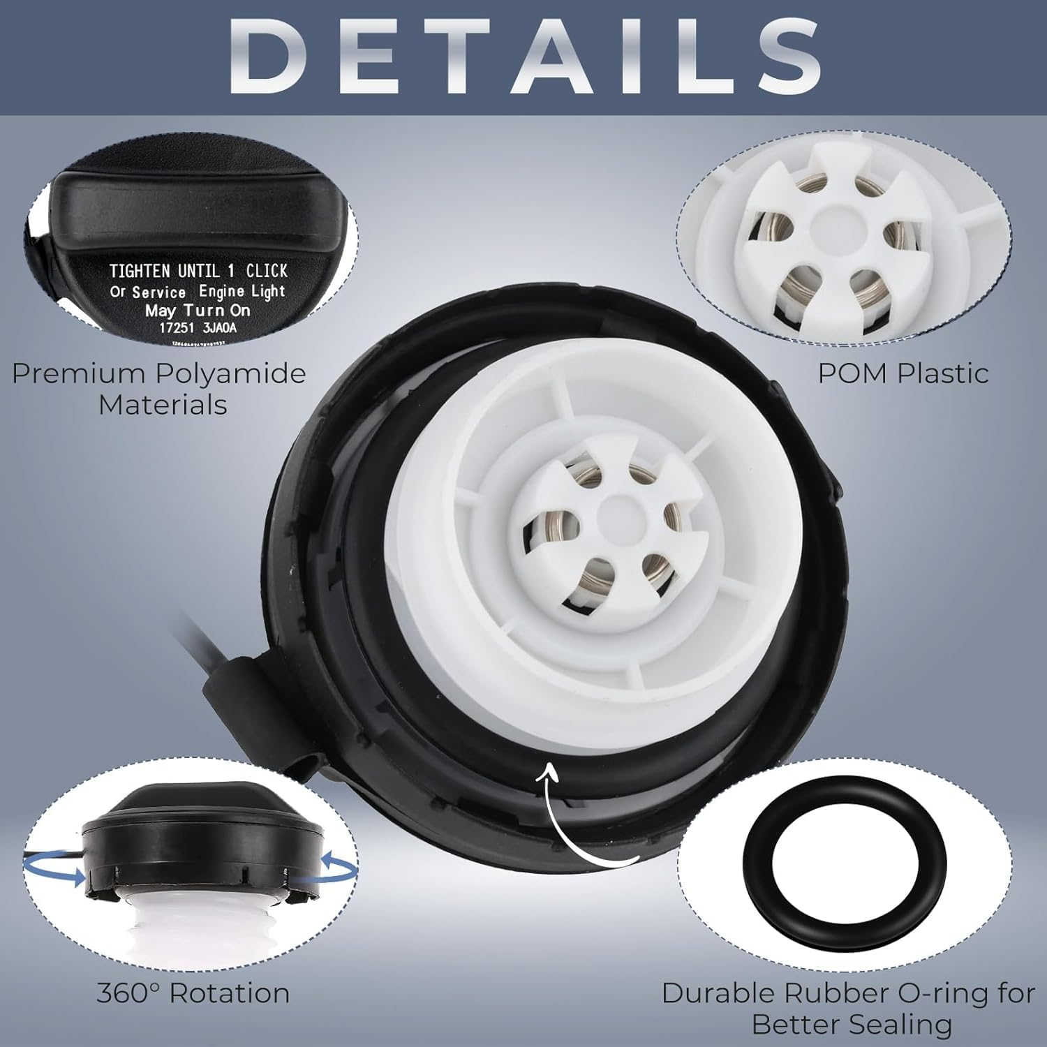 Gas Cap, Fuel Cap for Nissan Infiniti, 2013-2018 Altima, 2015-2020 Murano, 2012-2019 Versa, 2013-2019 Pathfinder, 2014-2020 QX60, 2013 JX35, 2014-2019 Versa Note, 2012-2019 Frontier, 17251-1VZ0D