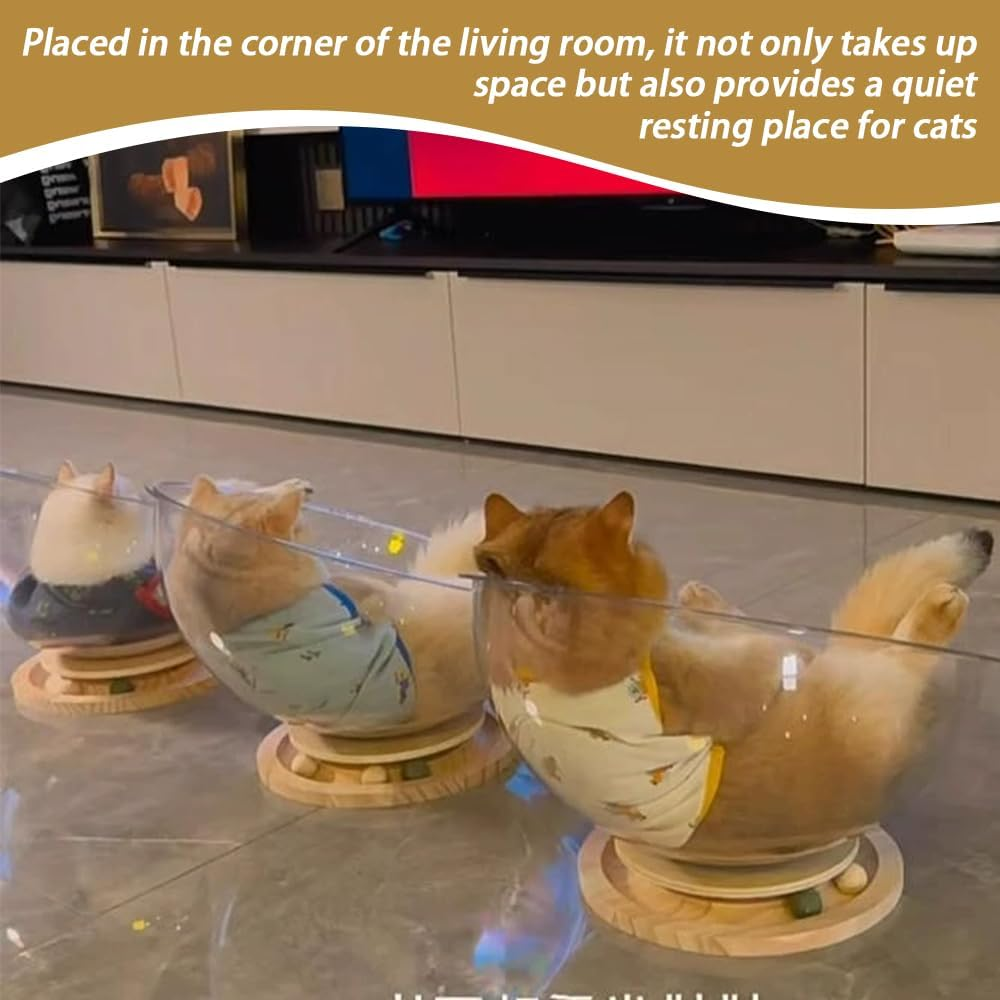 Space Capsule Cat Bed, Modern Cat Pod Bed for Indoor Pets, Minimalist Design, Simple Assembly, Cozy Retreat for Feline Friends, Density Board L image number 5