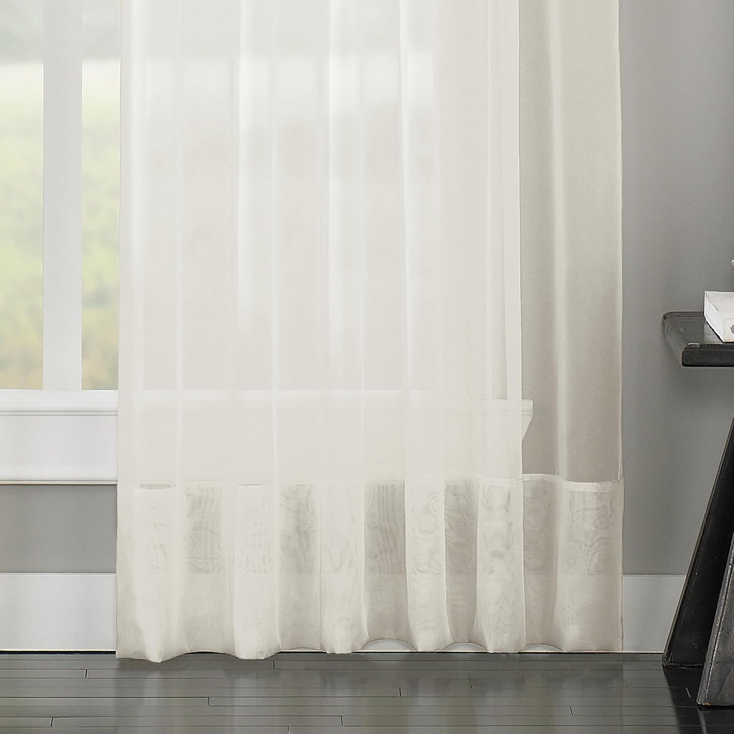 Curtainworks Soho Voile Sheer Pinch Pleat Curtain Panel, 29 by 108", Oyster,1Q805908Oy image number 6