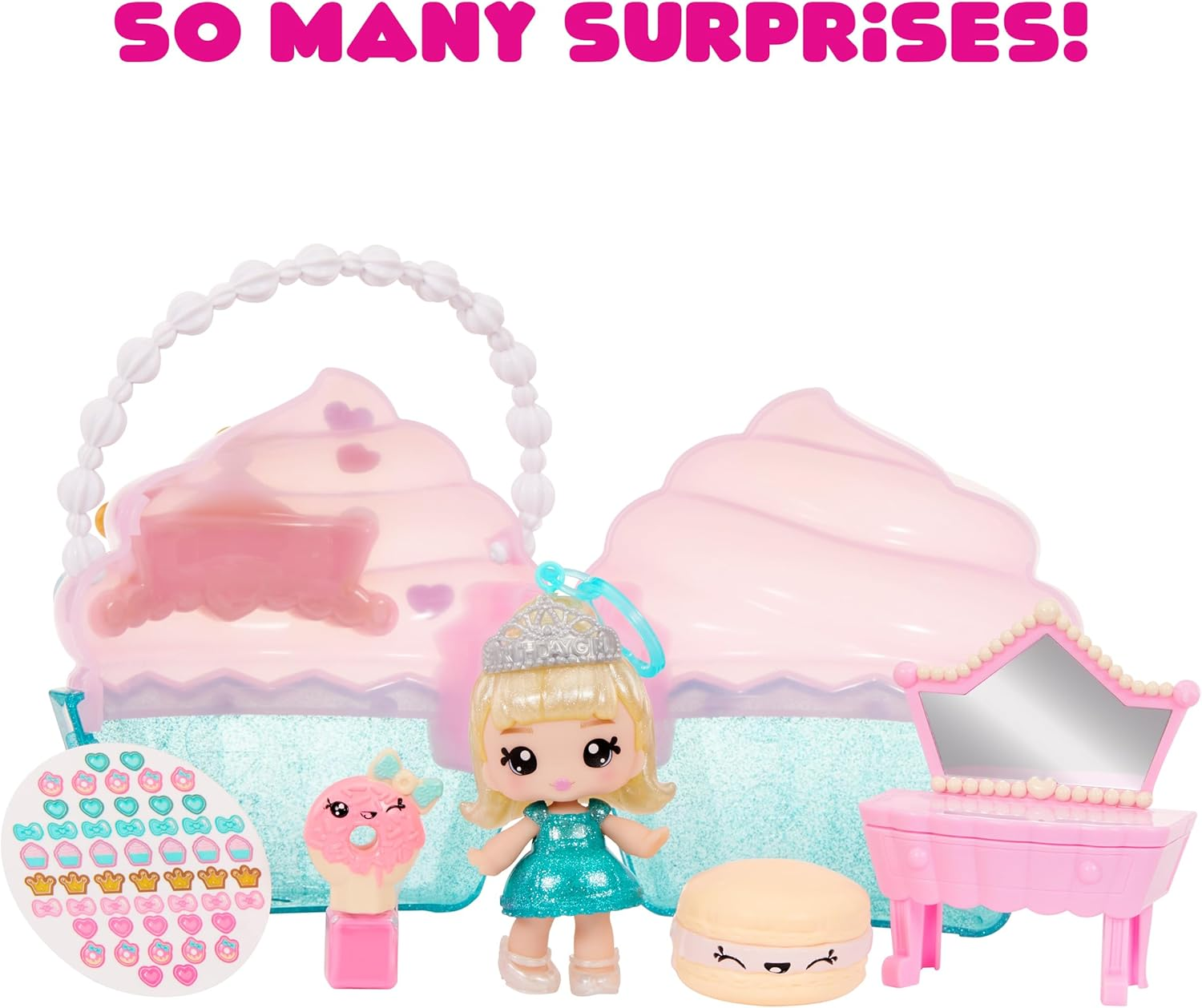 Yummiland Beauty Bag Playset + Lip Gloss Doll - Cupcake Bag Includes Exclusive Callie Birthday Cake, Nail Polish + Nail Stickers, Body Shimmer, Doll Playset, Cosmetic Play 4+ - Ice Cream Bag image number 5