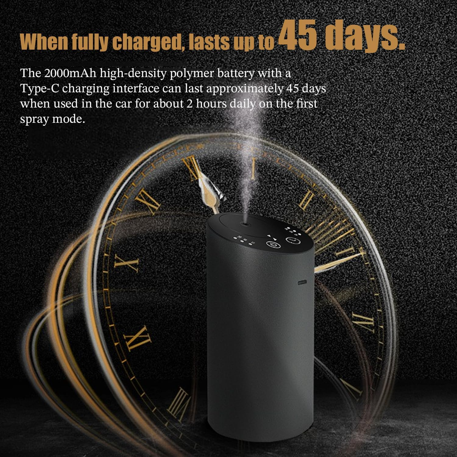 Pandakarias Waterless Car Diffuser, Scent Diffuser for Essential Oils, Smart Car Air Freshener, Wireless and Rechargeable with Large Battery Sentiment Diffuser for Car Home and Office (Silver) image number 1