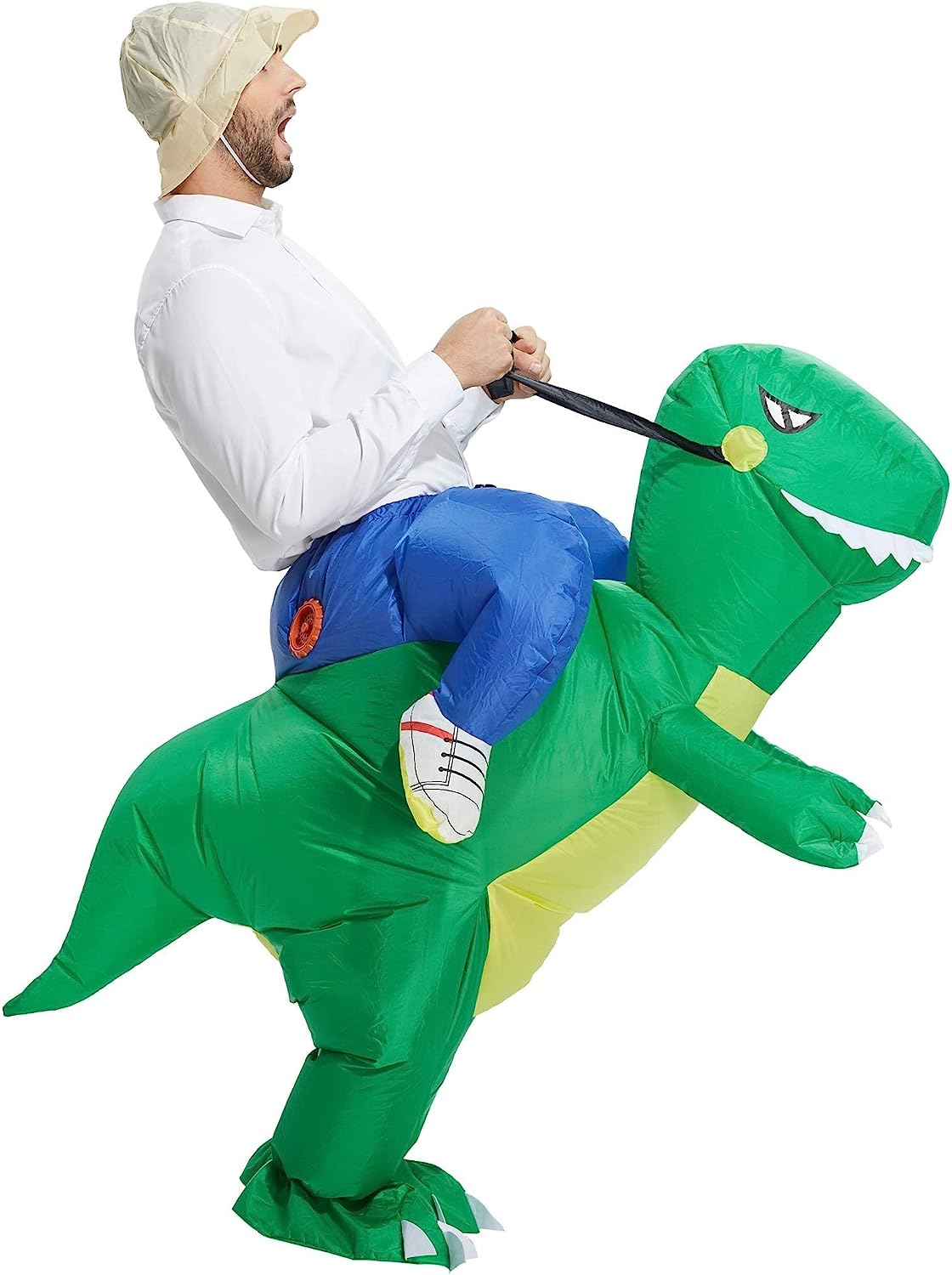 LUVSHINE Inflatable Dinosaur Costume Ride on Green T-Rex Costume Adult Halloween Costumes for Party, Gifts image number 1