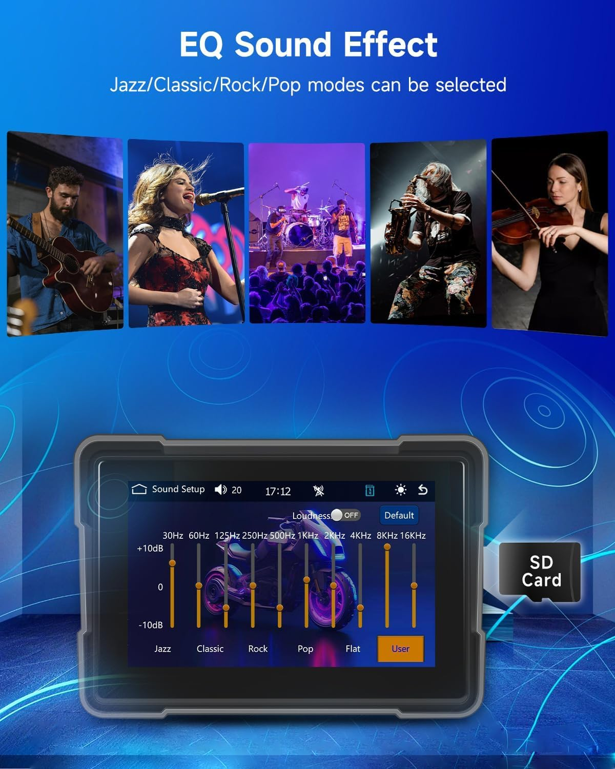 Rimoody Portable Motorcycle Carplay Screen, Portable Wireless Carplay Android Auto Car Stereo for Motorbike, 5" Waterproof Touchscreen, Dual Bluetooth, Navigation/Siri image number 4