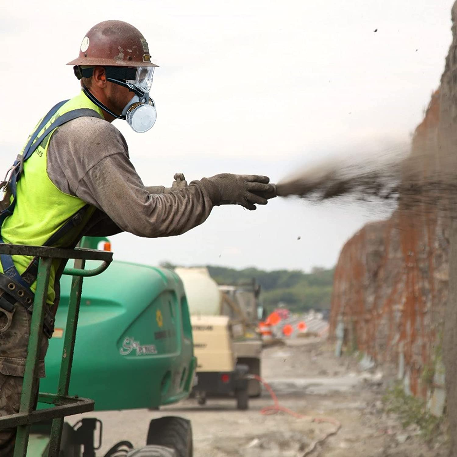 Respirator Mask,Gas Mask,Safety Face Cover with 4 Replaceable Filter Cotton,Soft Silicone Material for Nasal Mask and Face Seal,Suitable for a Variety of Work Situations,Adjustable Head Frame image number 5