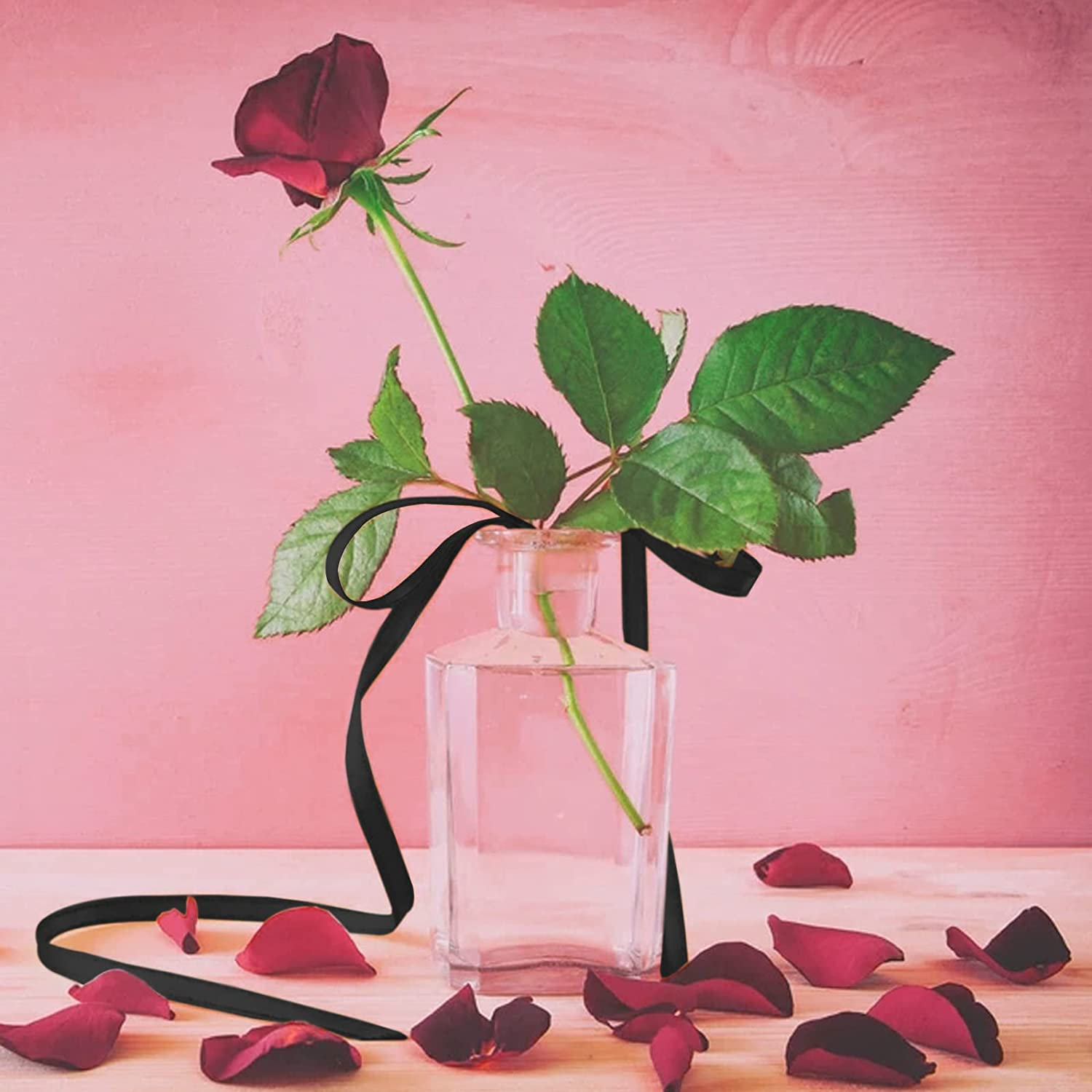 1/4 Inches Wide Double Faced Black Polyester Satin Ribbon, Findtop 100 Yards Long for Gift Wrapping Ornaments Party Favor and DIY Craft Supplies image number 6