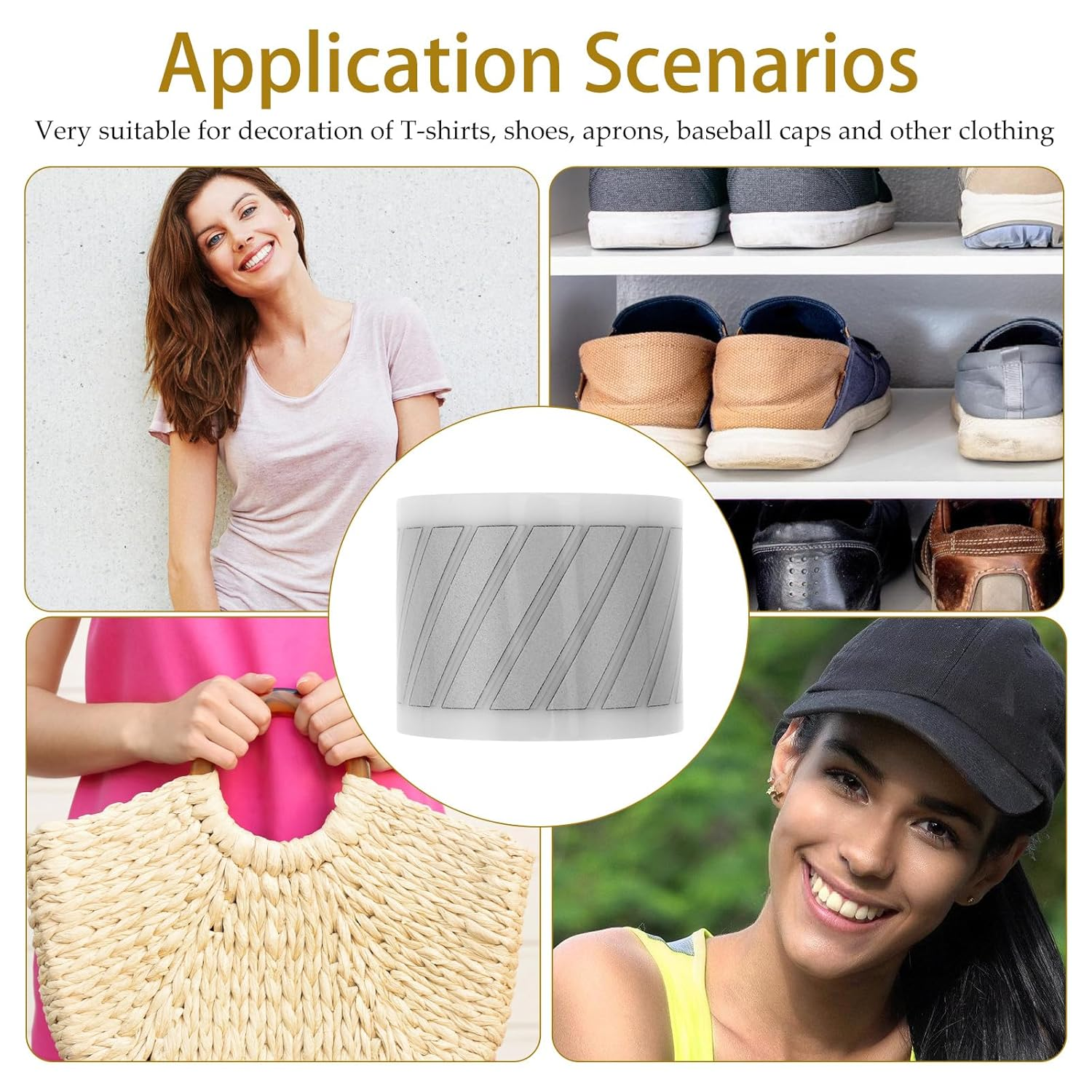 SHINEOFI 1 Roll Reflective Iron on Tape Silver Reflective Heat Transfer Vinyl High Visibility Fabric Clothing Tape for DIY Clothing Decoration image number 5