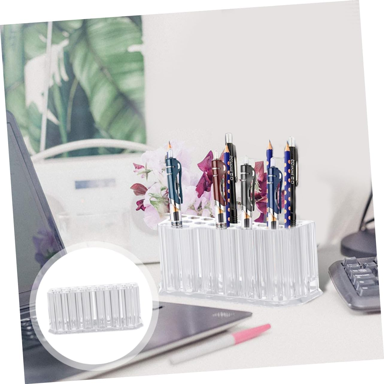 FRCOLOR 26 Pen Display Stand Makeup Brush Organizer Eyeliner Stand Makeup Brush Holder Makeup Pen Holder Makeup Display Stand Lip Liner Organizer Lip Liner Holder Eyeliner Holder Acrylic