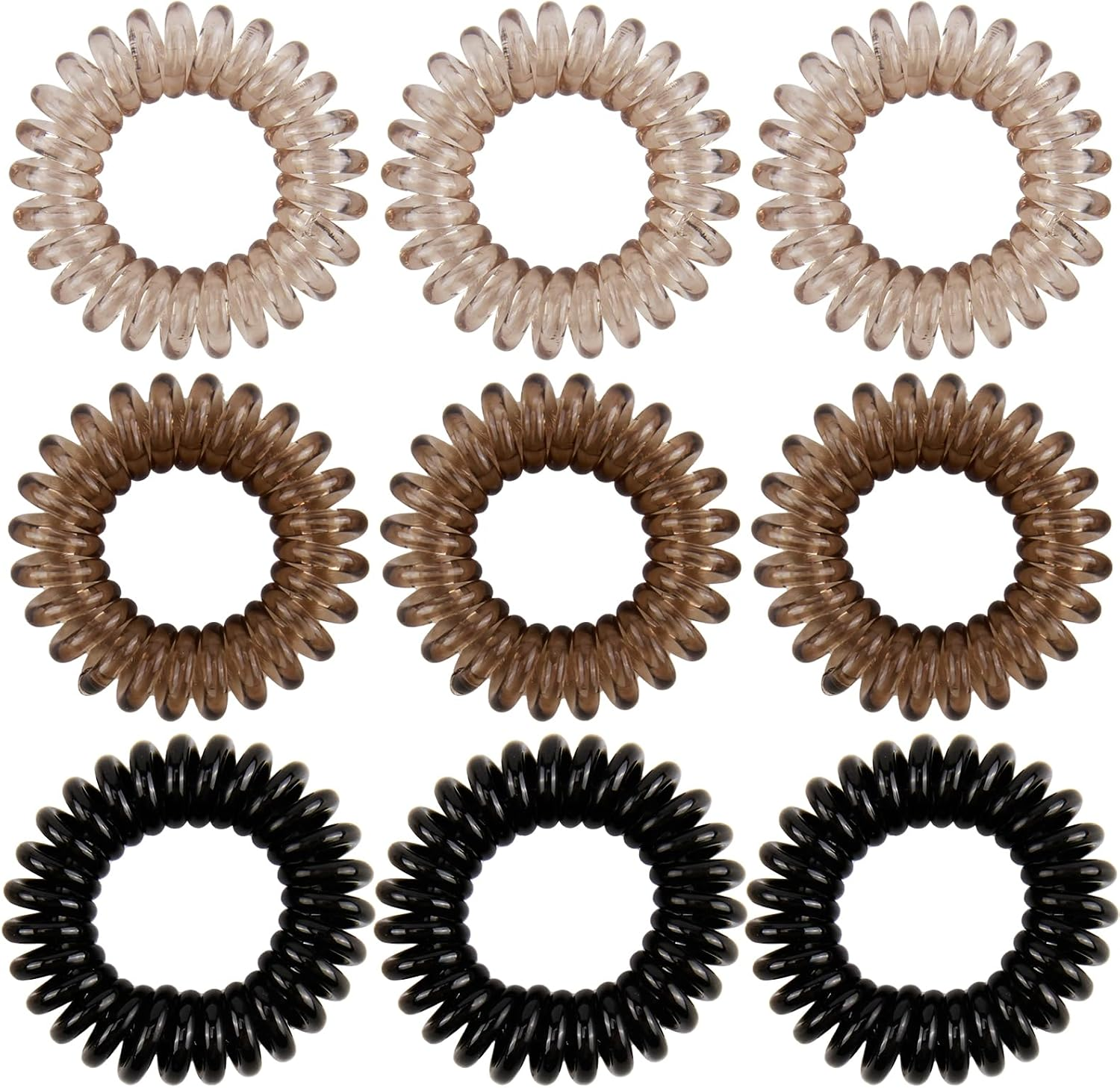 9 Pcs Spiral Hair Ties for Women, Gradient Colors Waterproof Plastic Hair Bands No Damage, Invisible Bobble Suitable for Home Travel Work Swimming Thick Hair Students Working Women & Housewives image number 3