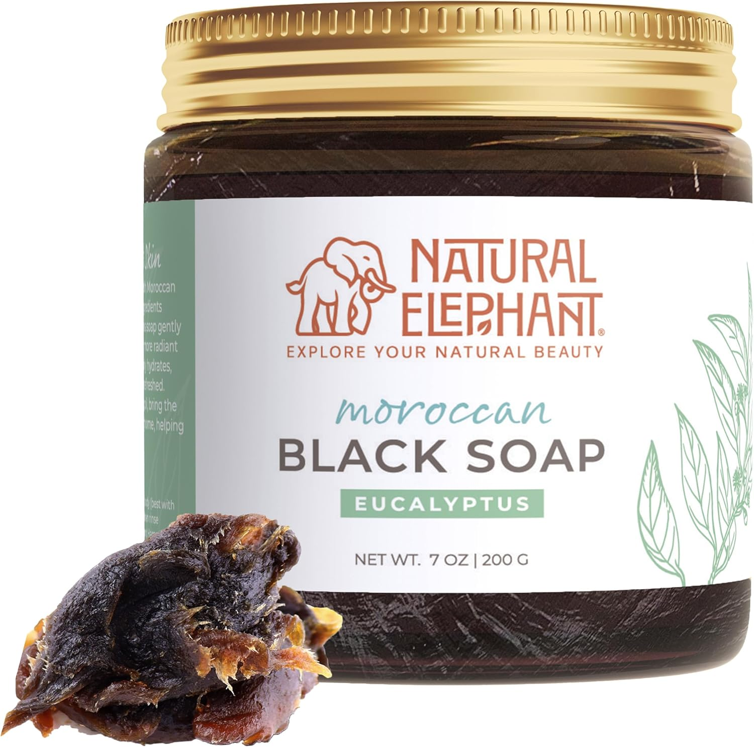 Natural Elephant Moroccan Black Soap with Eucalyptus Essential Oil 200G (210Ml) image number 4