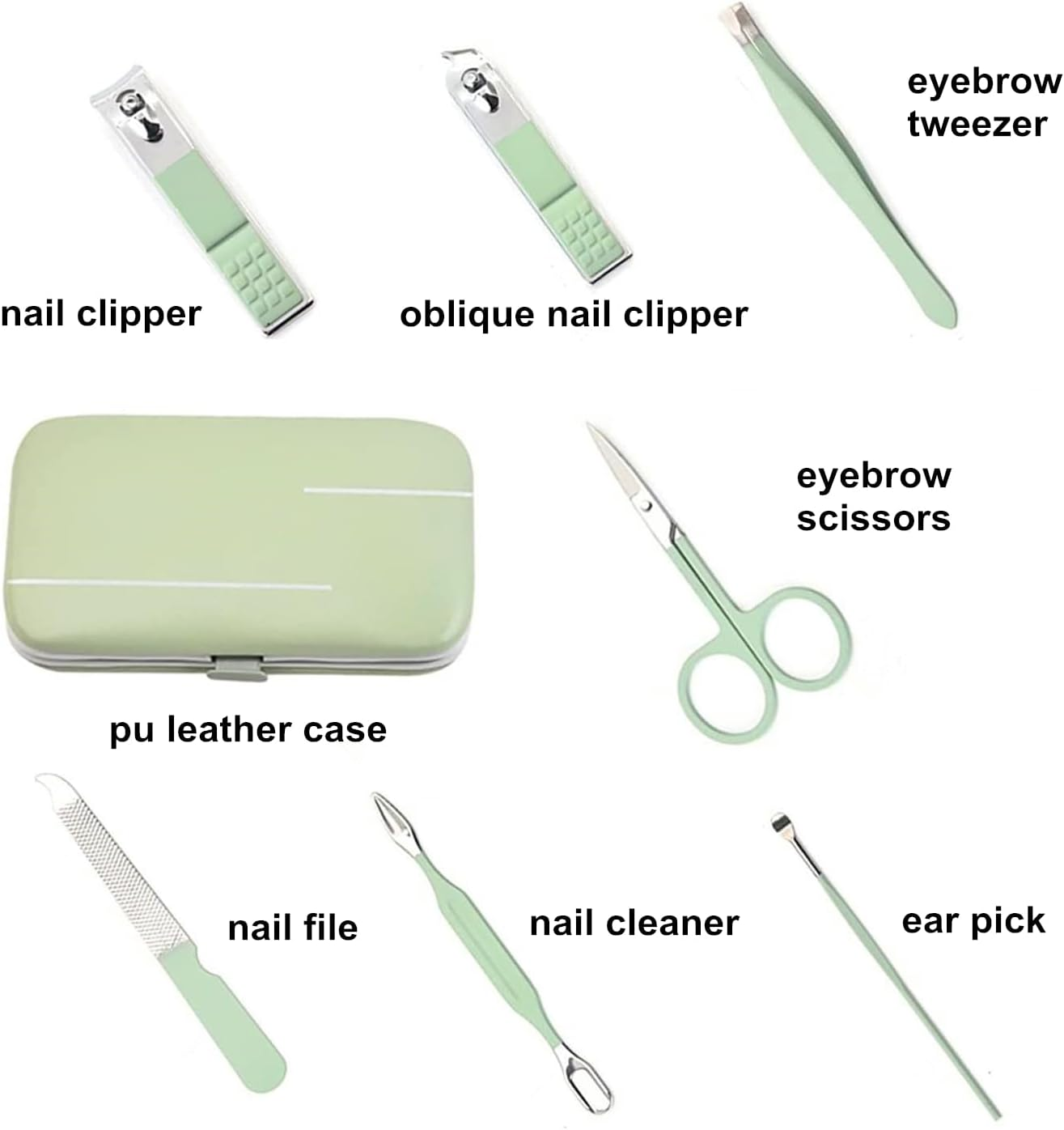 7Pcs Manicure Set, Nail Clippers Kit, Stainless Steel Manicure Kit, Nail Clipping Tools Portable Travel Grooming Kit, the Best Gift with Luxurious Case (Green) image number 5