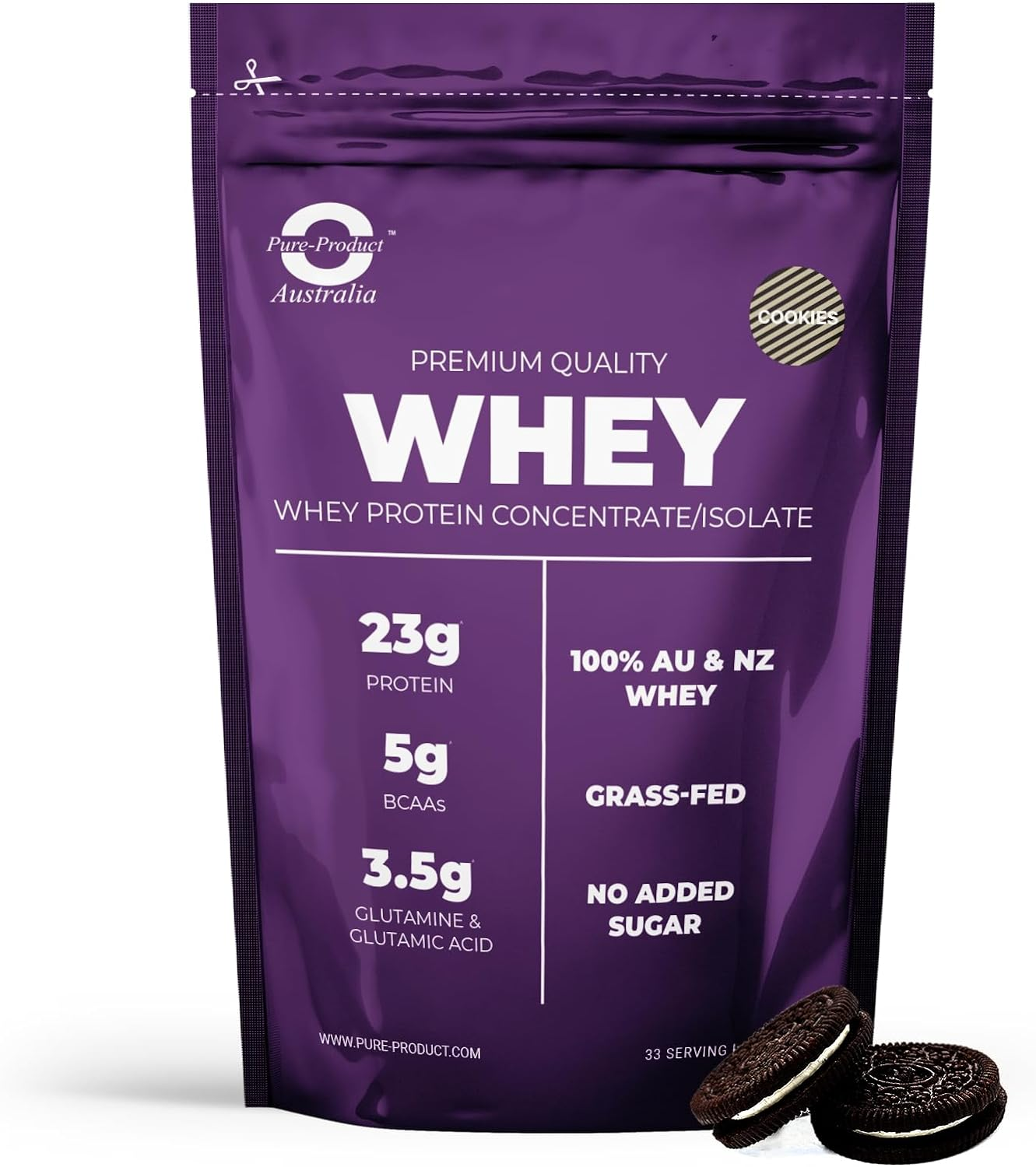 Pure Product Australia 100% Whey Protein Isolate & Concentrate COOKIES&CREAM 2Kg image number 1