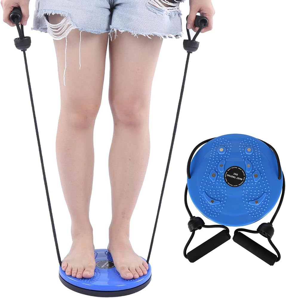 Waist Twisting Disc with Resistance Bands &ndash; Magnetic Twist Board for Exercise, Body Shaping, Slimming & Core Training, Ab Twister Board for Home Fitness, Aerobics & Full Body Workouts