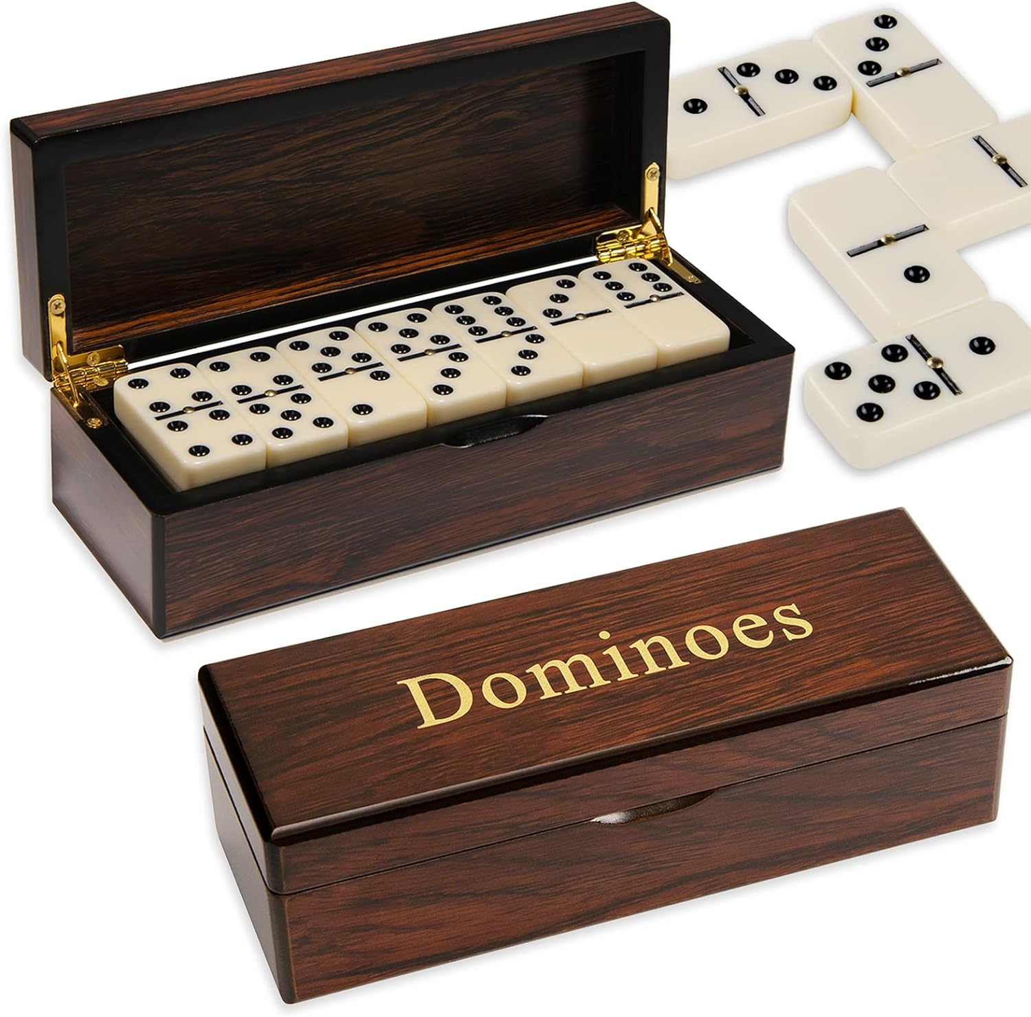 MINGXUN Double 6 Dominoes Gift Set 28 Tiles with Spinner in Wooden Box image number 6