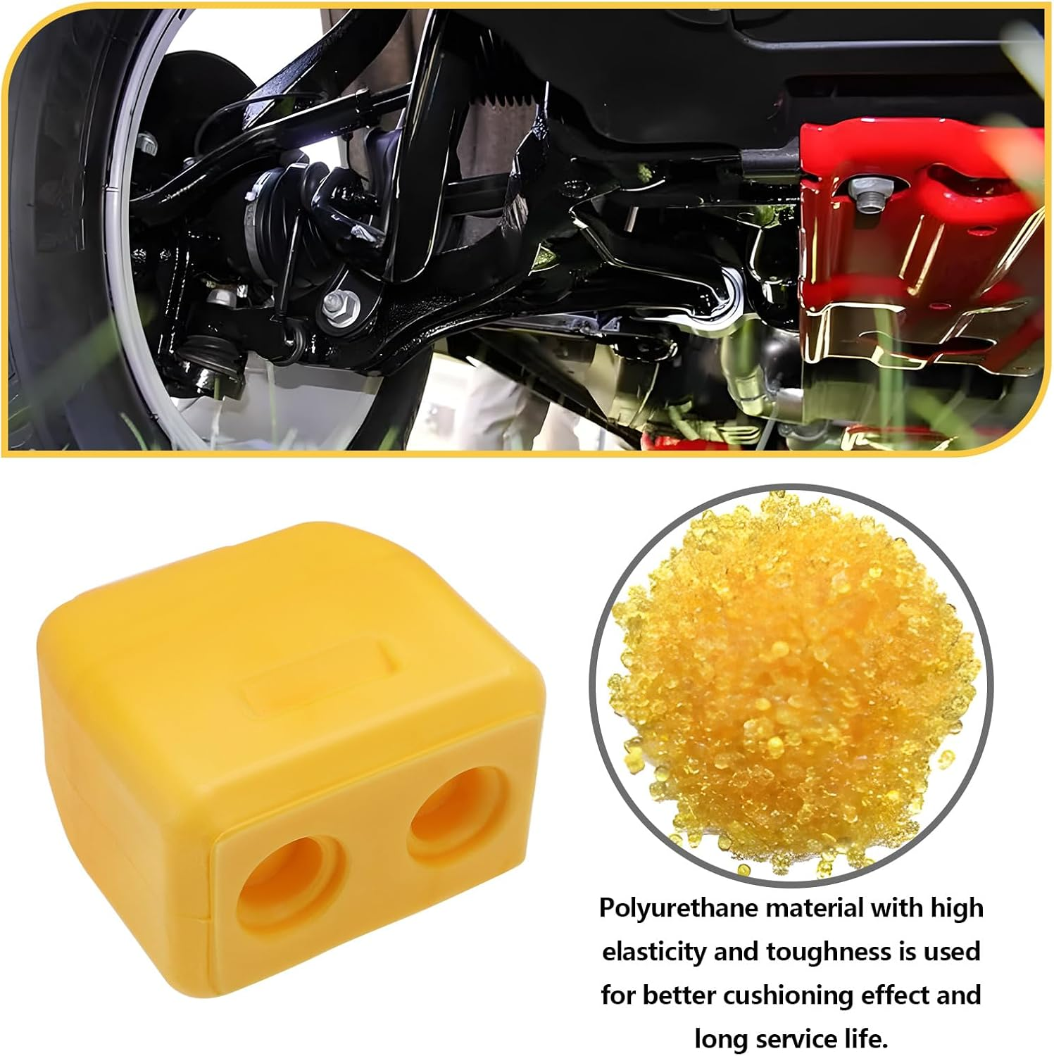 Emagtech 2Pcs Front Bump Stop Compatible with Jeep Grand Cherokee WJ 2001 2002 2003 2004 82X72.2X49.8Mm Polyurethane Front Control Arm Bump Stops Yellow image number 2