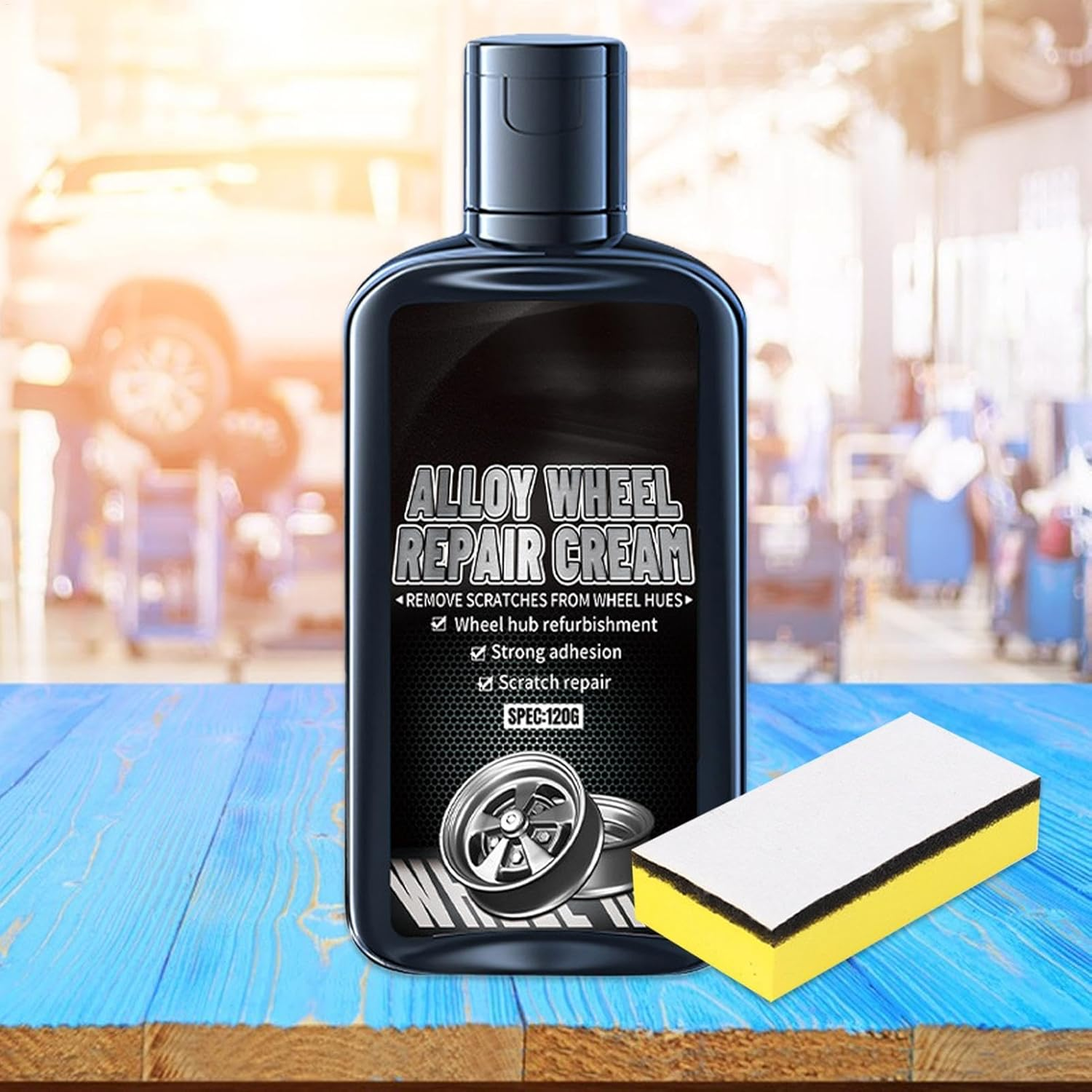 Car Wheel Rim Paint, 120G Car Wheel Repair Polishing Paste with Sponge, Steel Wheel Rim Repair Paste Kit for Suvs Rvs image number 2