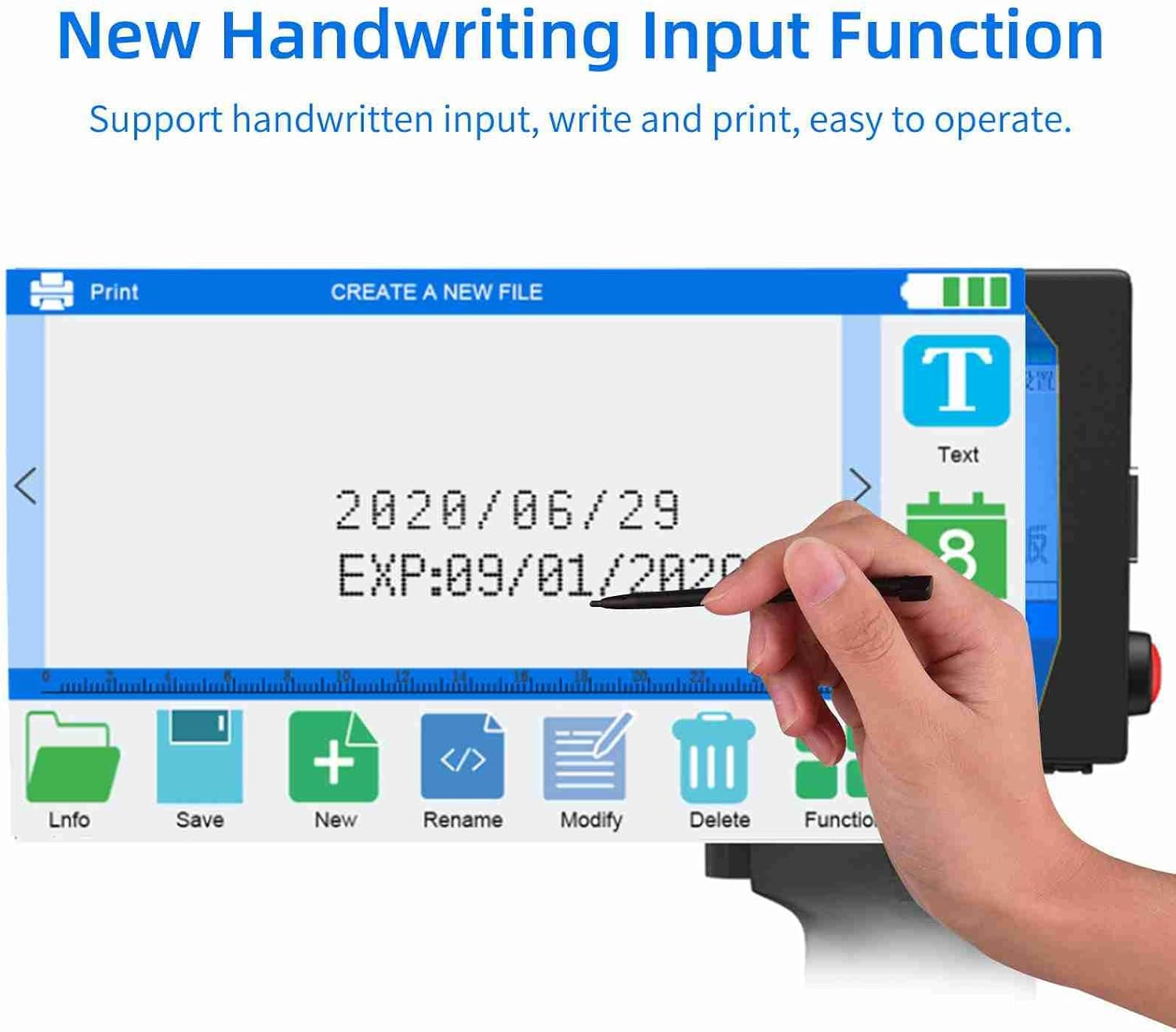 Domary Handheld Printer Portable Inkjet Printer High Definition Inkjet Code Printer with 4.3 Inch LED Touchscreen Quick-Drying Ink Cartridge for Label/Production Date/Barcode/Trademark/Logo/Graphic. image number 6