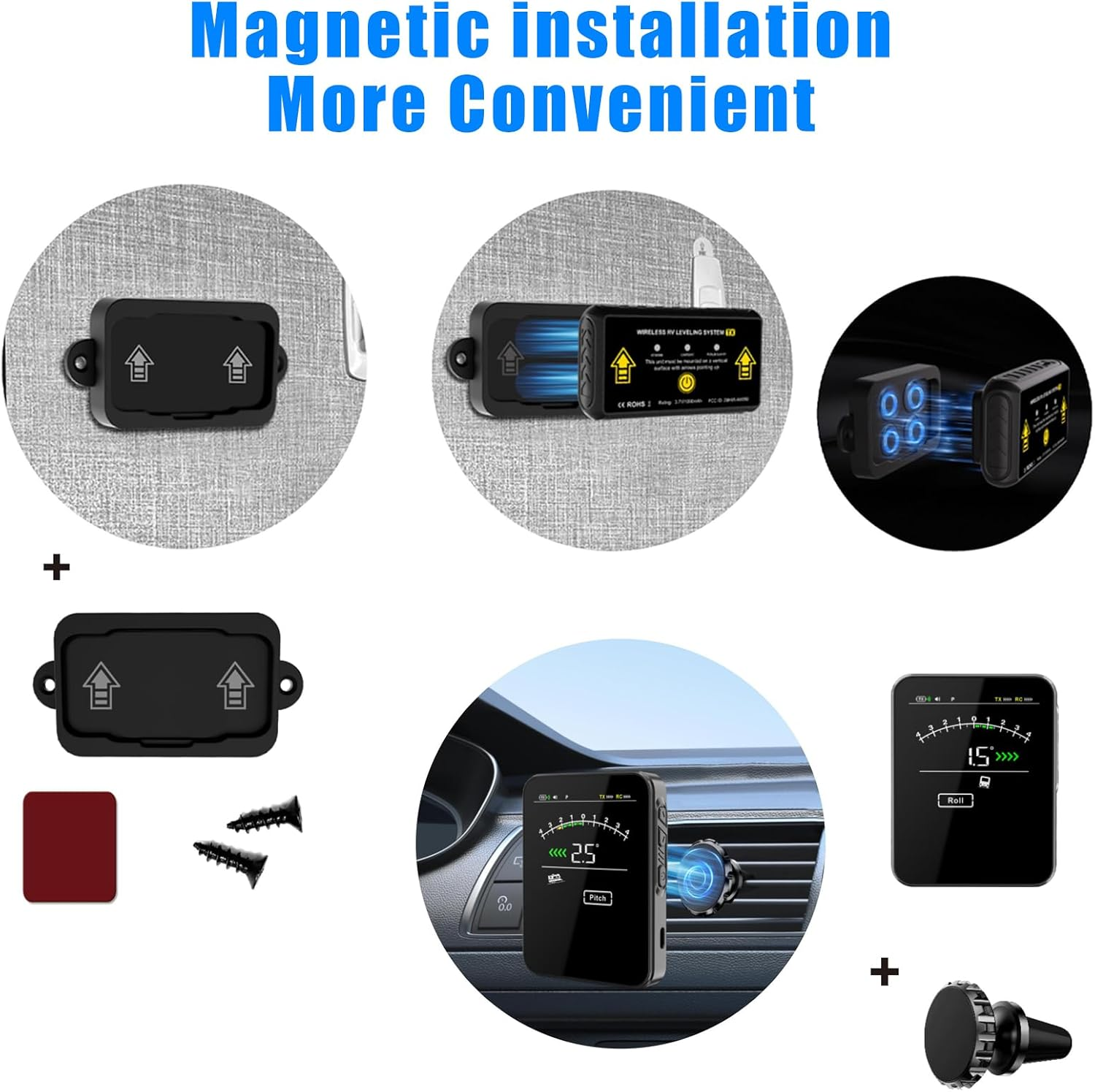 OBEST Wireless RV Leveling System,Electronic Camper Leveler,Automatic Trailer Level Indicates Smart Wireless Leveler for Travel Trailer Level Accessories,Camper Must Haves, No Phone Required image number 3