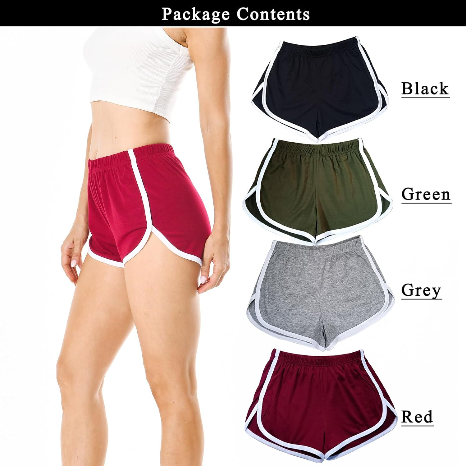 Cameway 4 Pack Women'S Cotton Yoga Dance Short Pants Summer Athletic Cycling Hiking Sports Shorts image number 6