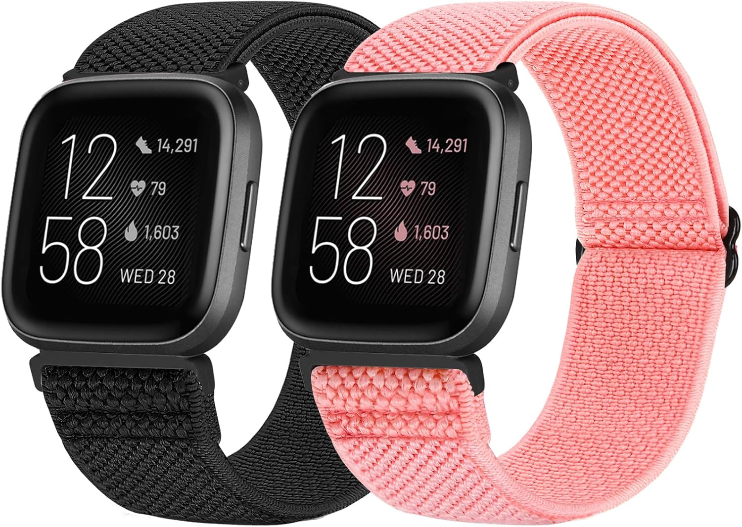 Elastic Nylon Band for Fitbit Versa 2, Versa, Lite, SE - Adjustable Breathable Comfortable Sport Replacement Wristband for Women Men image number 2