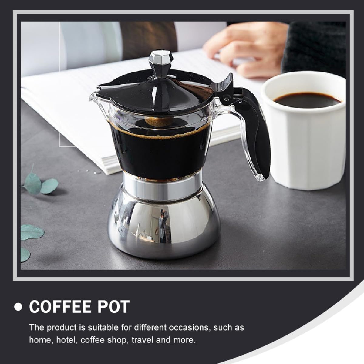BAZEITFLOW Visible 4-Cup 200Ml Glass Stovetop Coffee Pot Espresso Coffee Maker Household Coffee Kettle for Home Brewing image number 2