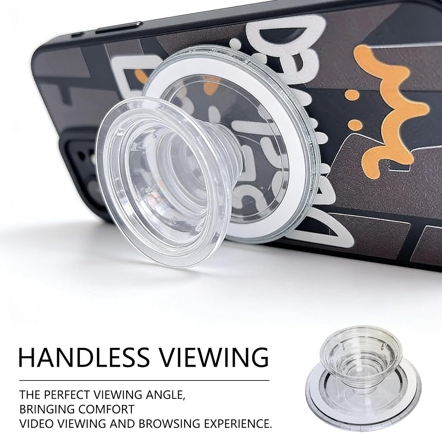 JANGJANG Magnetic Phone Grip Ring Holder, Clear Transparent Adjustable Grip with Easy Hold Free Hand Feature, Removable Design for All Smartphones and Cases image number 2