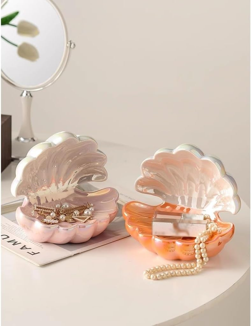 Jewelry Dish Tray Creative Shell Sculpture Statue Decorative Key Tray Ceramic Coffee Table Decor Phone Necklace Earrings Storage Tray Home Decoration Porch Ornaments(C) image number 5