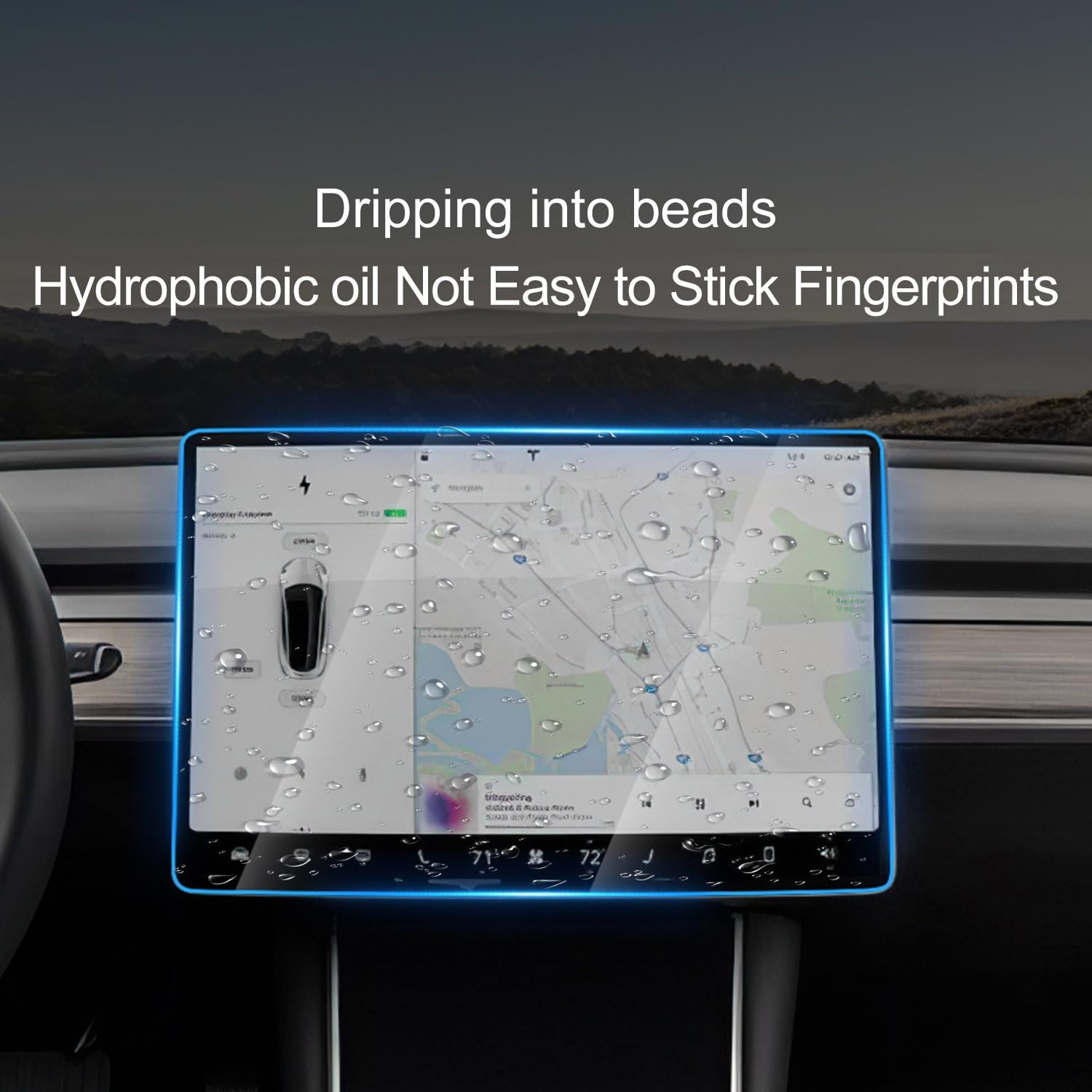 Tesla Model 3 / Y Center Screen Protectors 15 Inches, Specially Designed for Tesla Model 3 / Y, Anti-Scratch, Anti-Collision, Anti-Fingerprint, Frosted Texture, Tempered Screen Protector image number 3