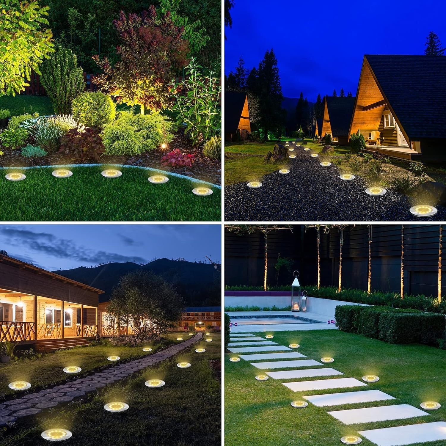 Toodour Solar Lights Outdoor, 8 Pack Solar Ground Lights Waterproof Garden In-Ground Lights - Bright Solar Disk Light Landscape Lighting for Lawn Yard Deck Patio Walkway Outdoor Decor - Warm White image number 1