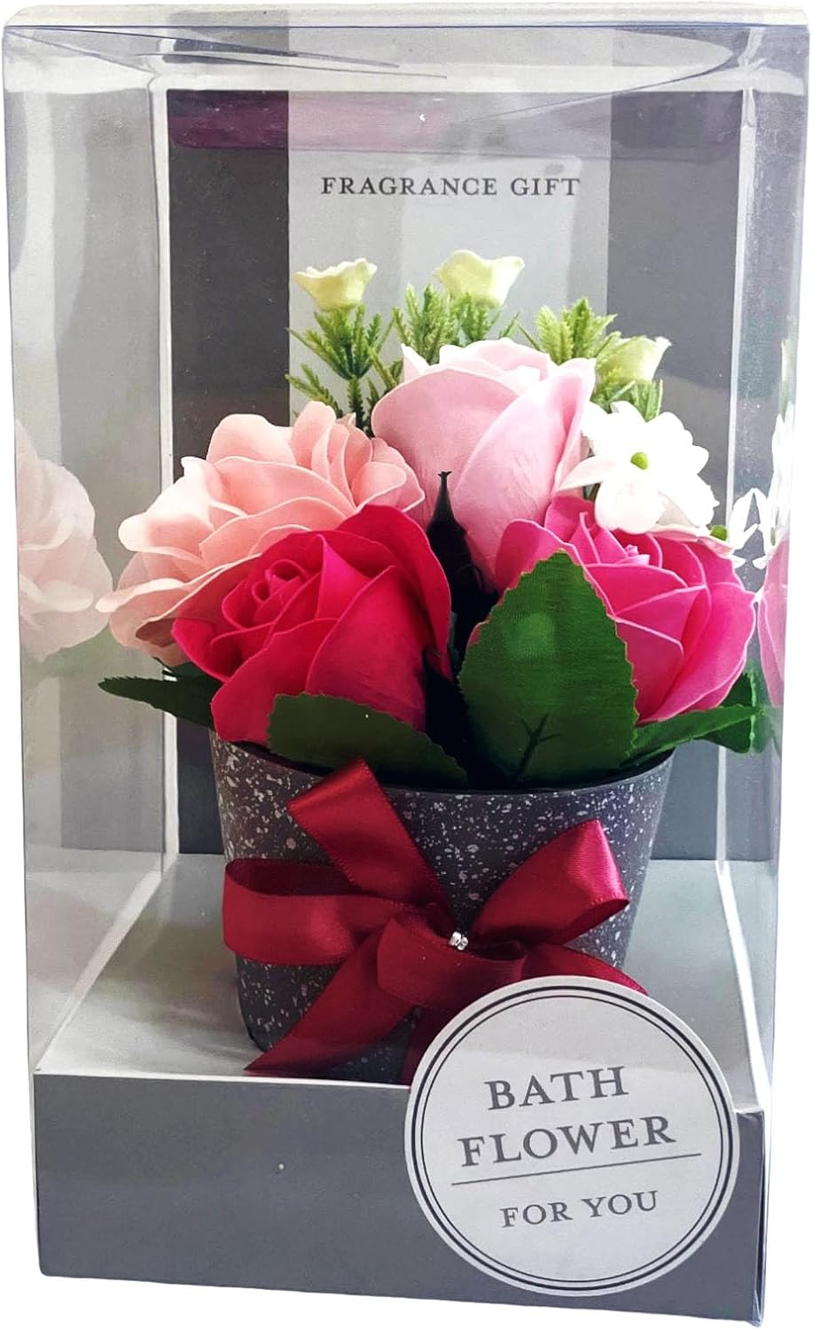 Q-FLA 786136 Soap Flower Bath Salt, Arrangement, SG, Pink, Gift