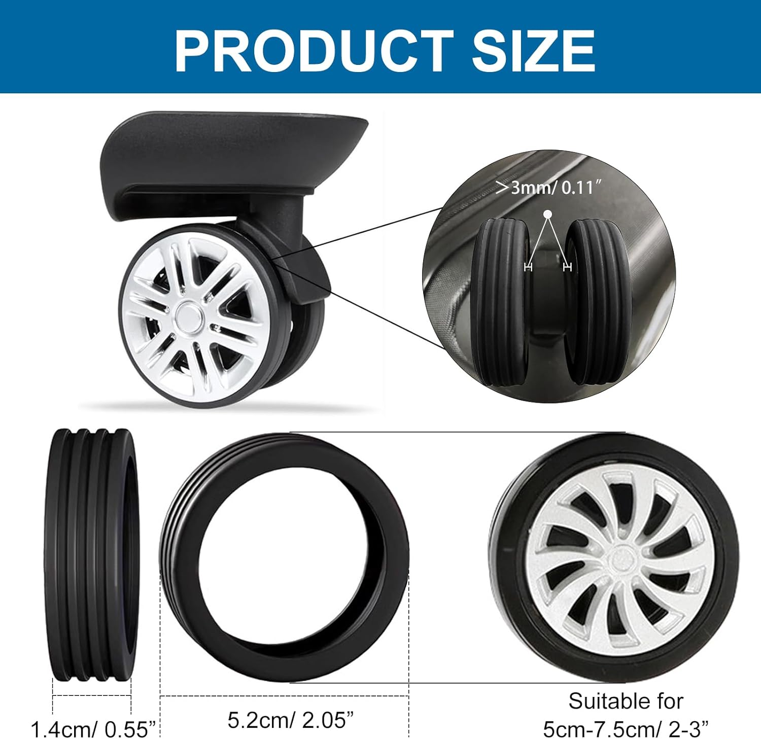 KASESSS 16 Pcs Suitcase Wheel Covers, Silicone Luggage Wheel Protector, Portable Luggage Wheel Covers Reduce Noise Luggage Compartment Wheel Protection Cover Water-Resistant Luggage Wheel Cover, image number 6
