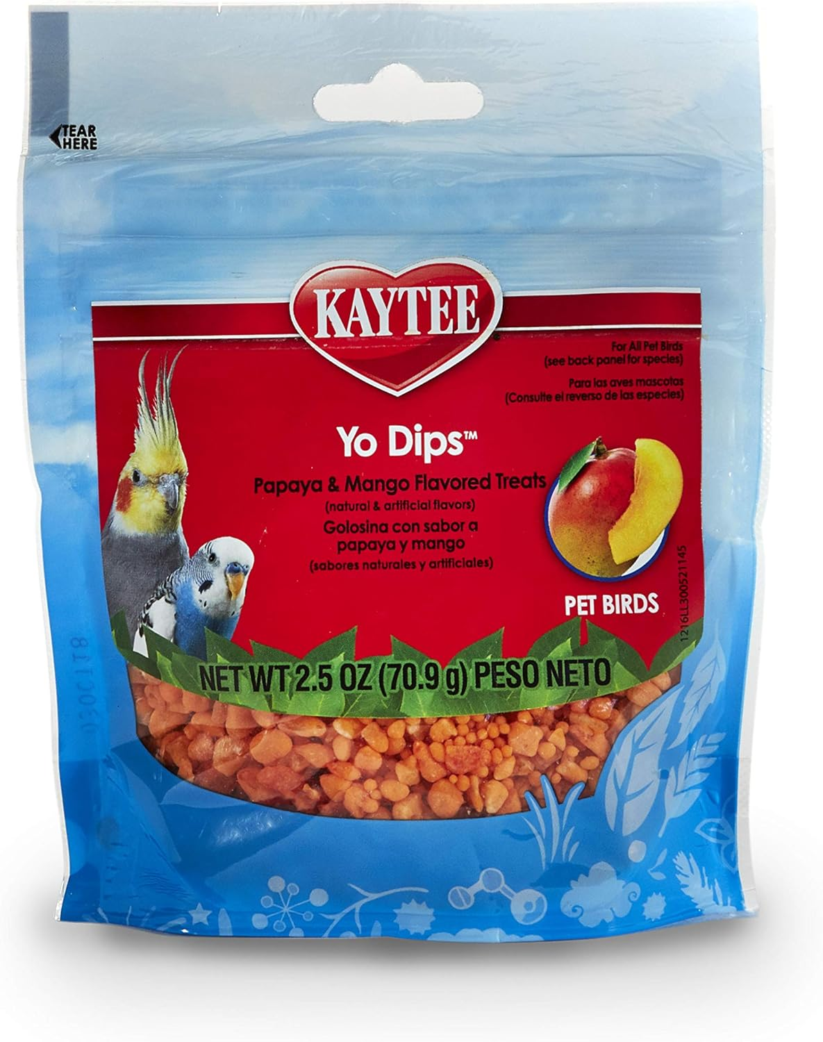 Kaytee Mango Flavored Yogurt Dipped Papaya Treats for All Pet Birds, 2.5-Oz Bag image number 1