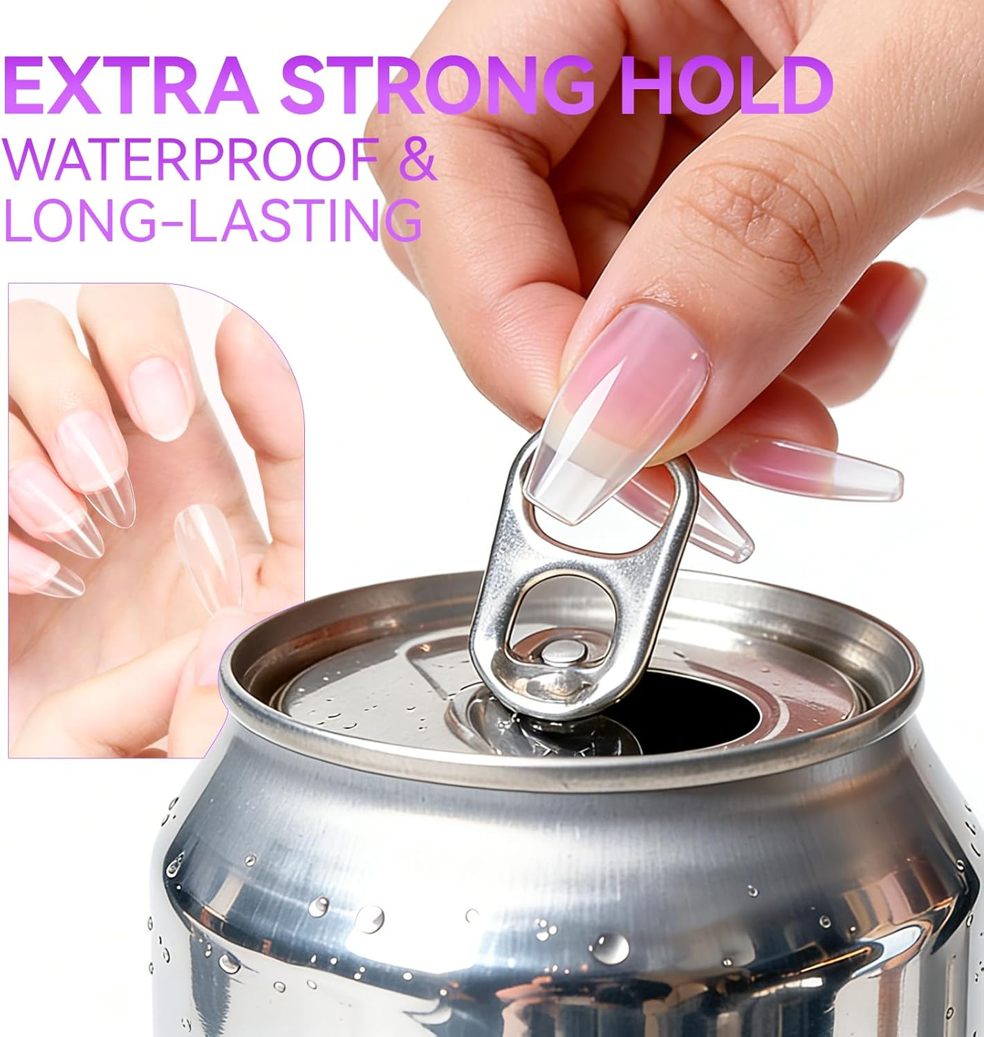 Gelike EC Soft Nail Tips and Glue Kit Uprage Version with Nail Glue, 240 Pieces Medium Almond and Medium Ballet Nail Tips, Nail Clippers, Nail File