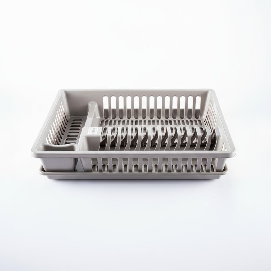 LEDON Dish Drying Rack with Drainboard & Cutlery Holder, Single-Tier PVC Dish Drainer for Kitchen Counter, Rust-Free, No-Setup Plate, Bowl & Cup Organizer (36&times;46&times;10Cm, Random Color) image number 3