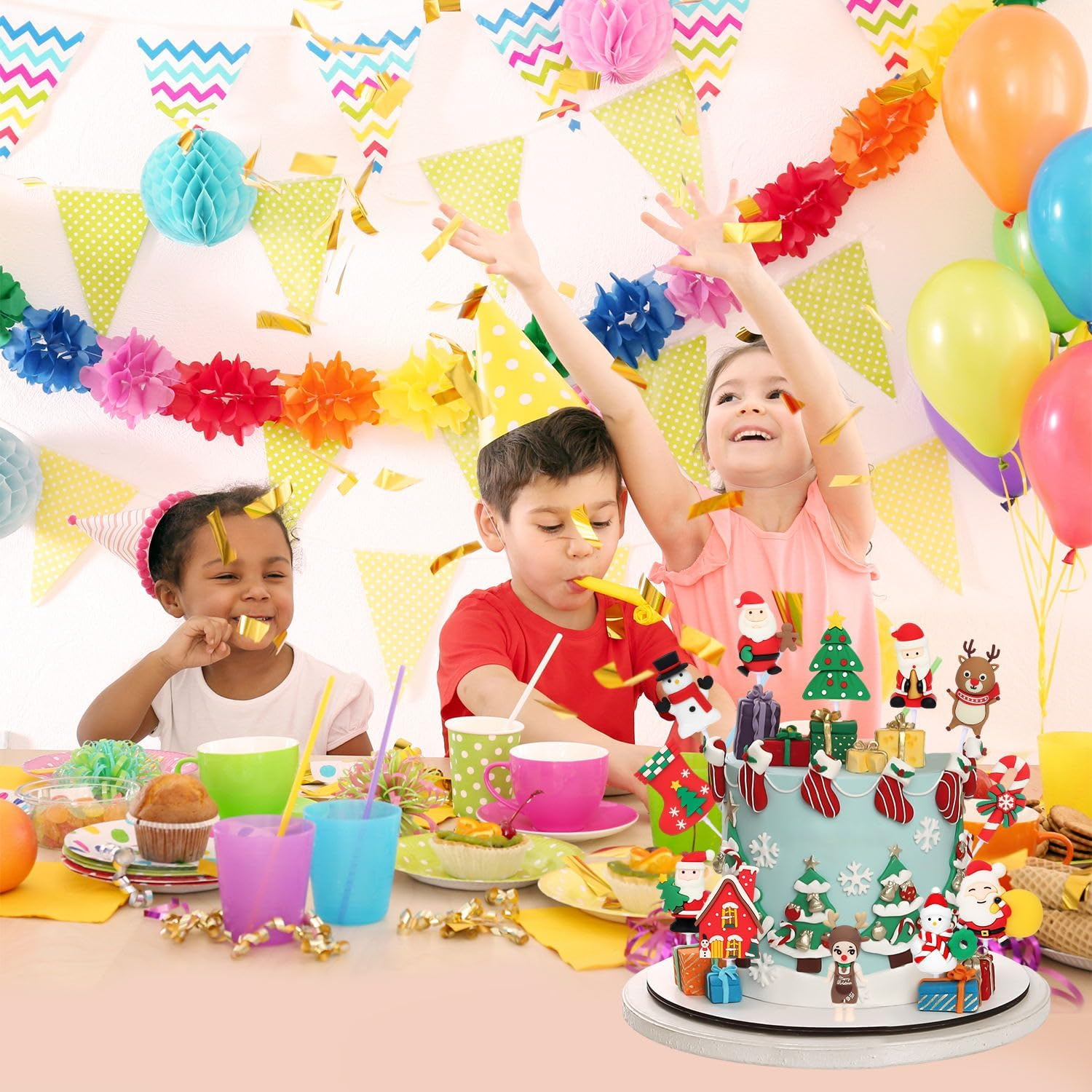 12Pcs Christmas Cake Decoration Ornament, Christmas Cake Decoration Supplies, Santa Claus, Snowman and Deer Etc image number 2