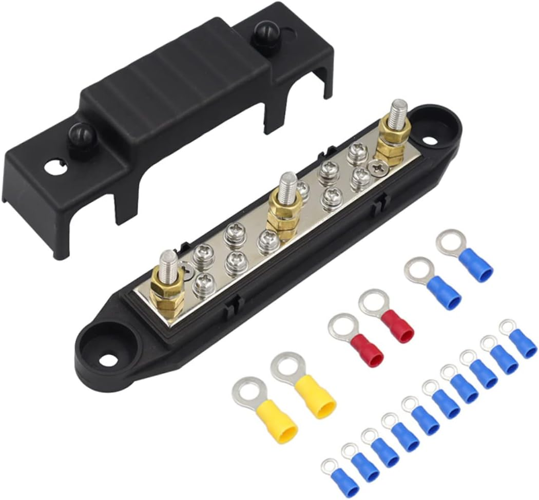 KONTONTY 1 Set Terminal Bus Bar Power Distribution Block with Terminal Studs Insulated Junction Box for Automotive Rv Boat and Solar Din Rail Compatible image number 5