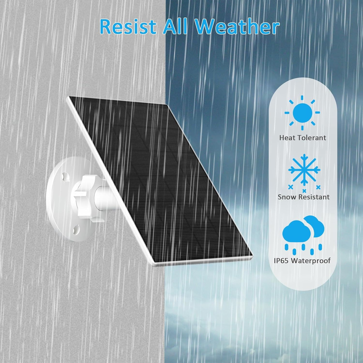 VUEBEE 2W Solar Panel for Security Camera Outdoor, USB/USB-C Charger with IP65 Waterproof, 360&deg; Adjustable Mount & 7.2Ft Cable, Compatible with Rechargeable Battery Cameras (2 Pack, White) - 2W-2Pack image number 2