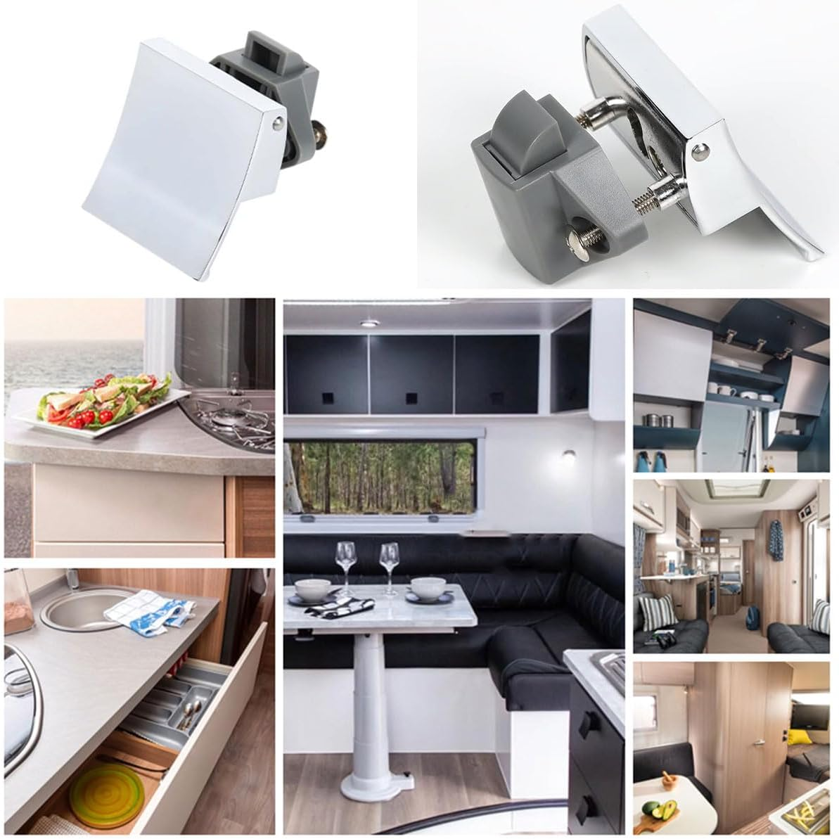 AIMALL RV Caravan Door Drawer Safety Lock Handle, Heavy Duty Anti-Corrosion Lock for Yacht and Modified Car Furniture, Suitable for 14-17Mm Door Panels, 2.68X1.88 Inches image number 2