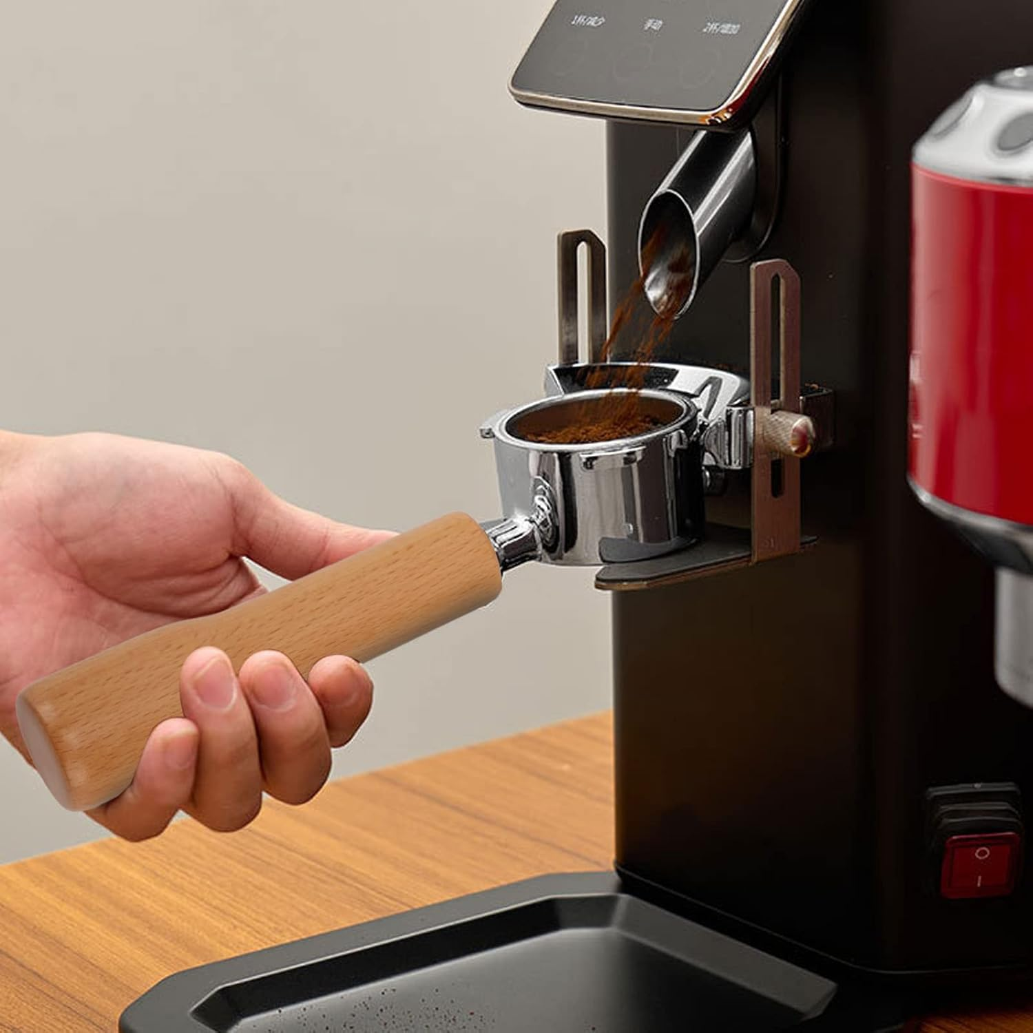 51Mm Espresso Portafilter, Bottomless Portafilter Filter Basket Coffee with Stainless Steel and Walnut Handle, Solid Wood Handle, Easy to Use, Unique (C1 Beech)