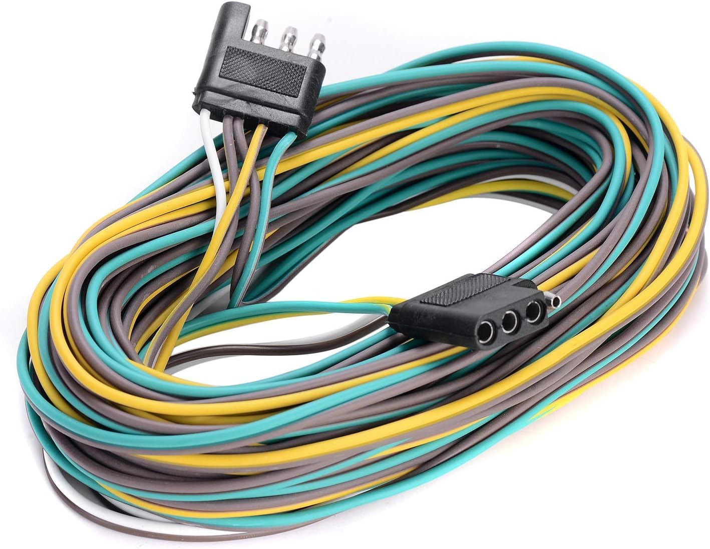 Trailer Wiring Kit 4 Flat Trailer Wiring Harness Extension Connector 25Ft & 4Ft Wishbond Trailer Light Kit 4 Wire Plug Connector for Utility Trailer Lights image number 5