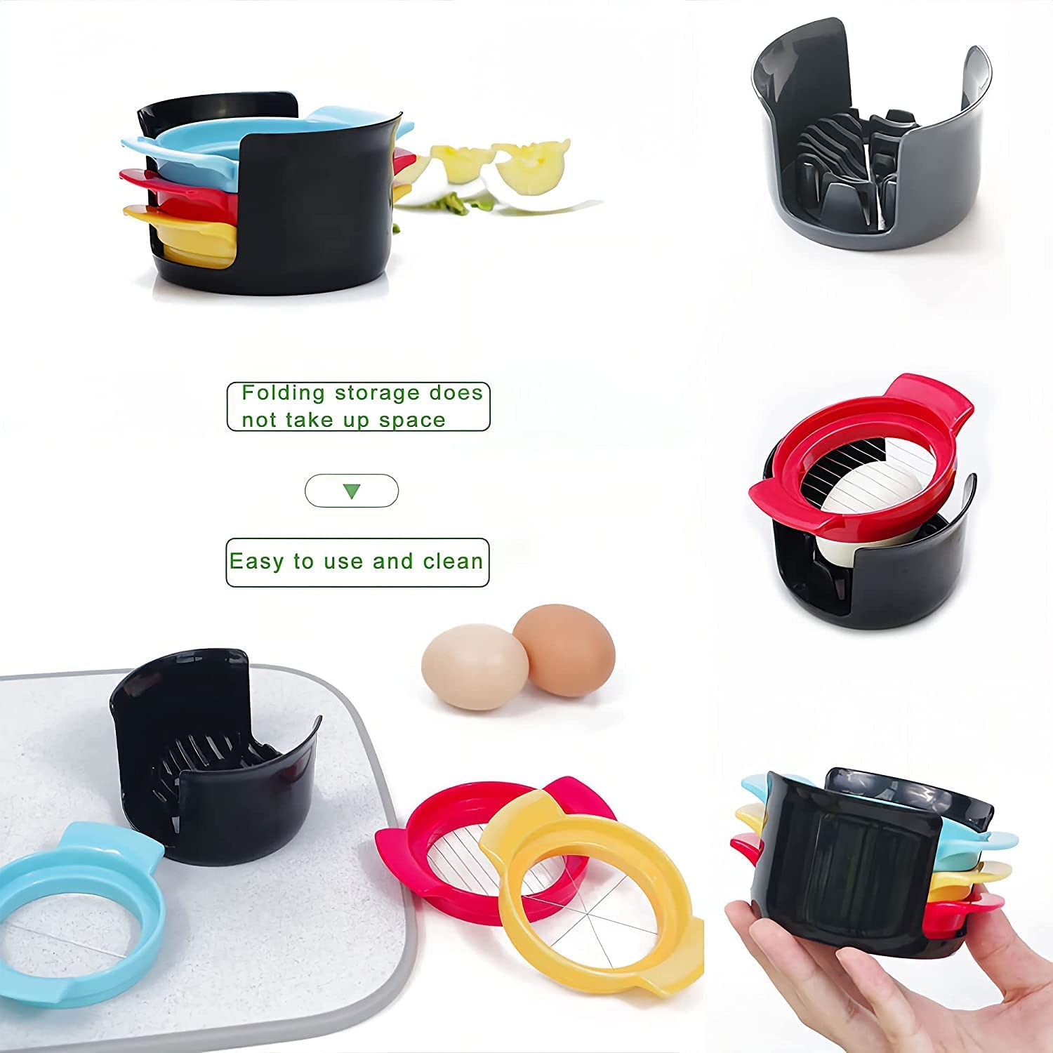 3 in 1 Egg Slicer with Stainless Steel Wires, 3-In-1 Multipurpose Egg and Soft Fruit Slicer, 3 in 1 Egg Slicer and Egg Piercer Combo, Egg Cutter for Multiple Slicing Options image number 1