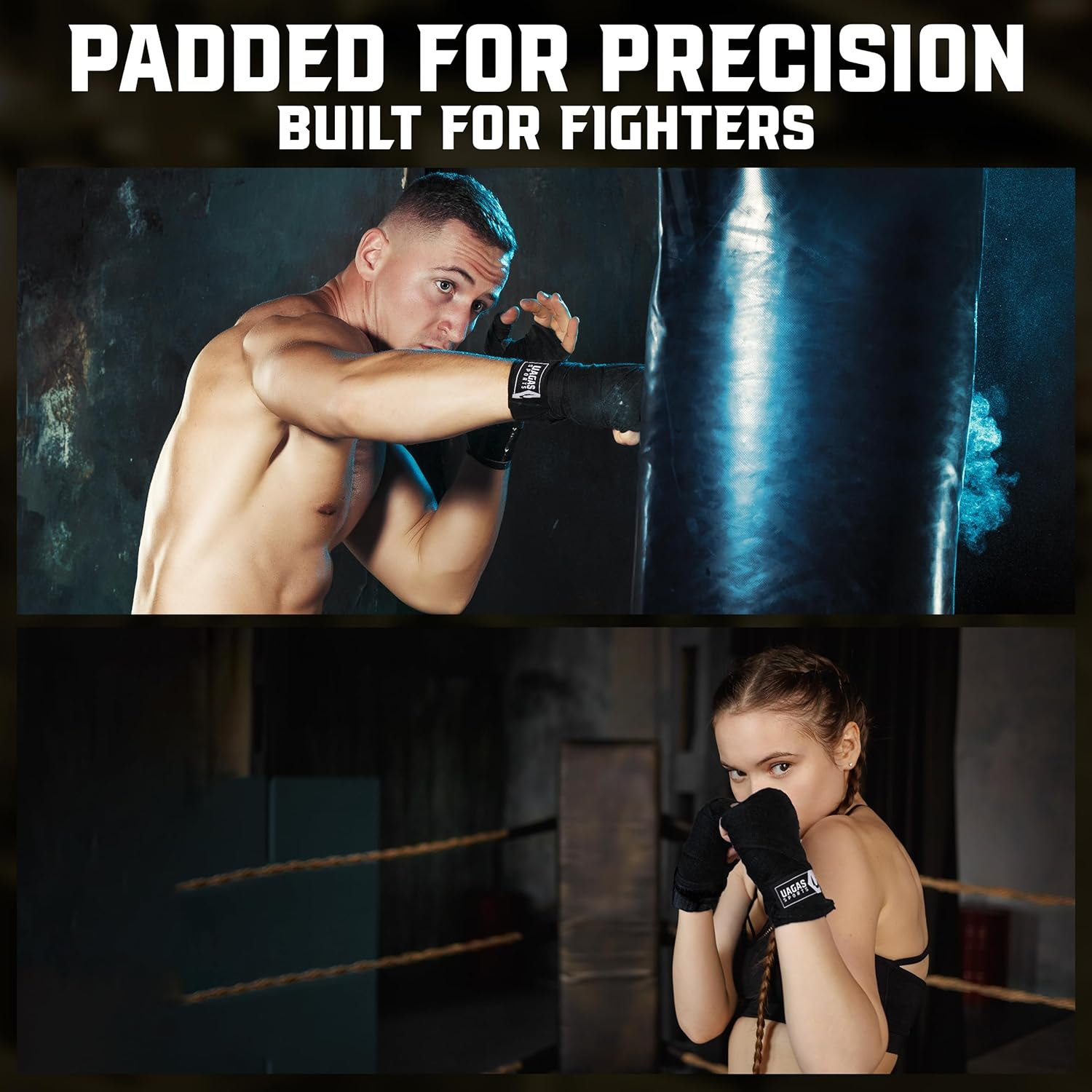 Boxing Hand Wraps Inner Gloves, 4.5M Elasticated Thumb Loop Bandages, Men Women under Mitts Straps Wrist Protection, Muay Thai MMA Kickboxing Martial Arts, Speed Bag Punching Training image number 1