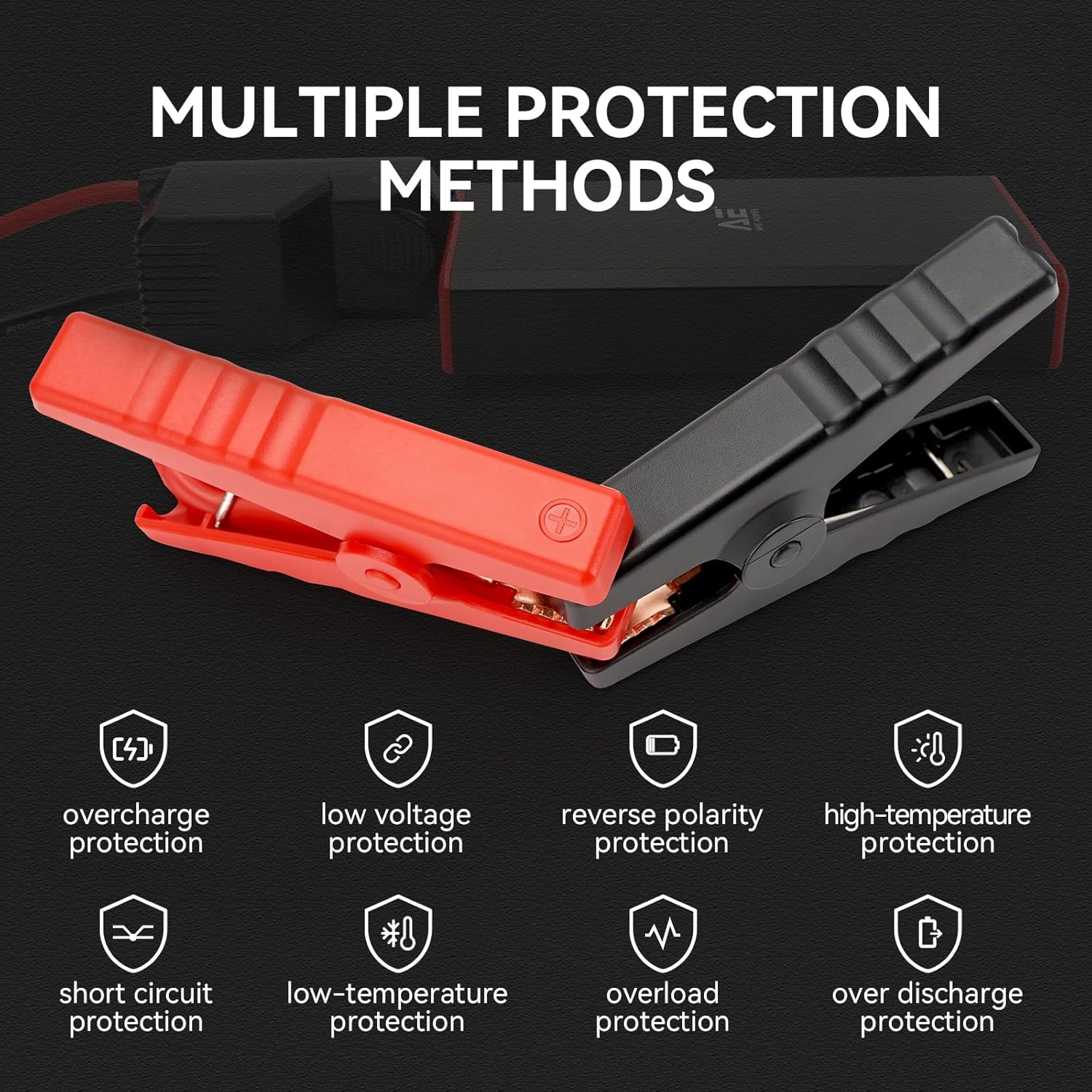 AE APE-POWER 8000Mah Car Jump Starter & Portable Charger - 1000A Peak, 29800Mah Power Bank, USB-A/C, LED Light, Safe Cables, for 5.0L Gas & 3.0L Diesel Engines image number 5