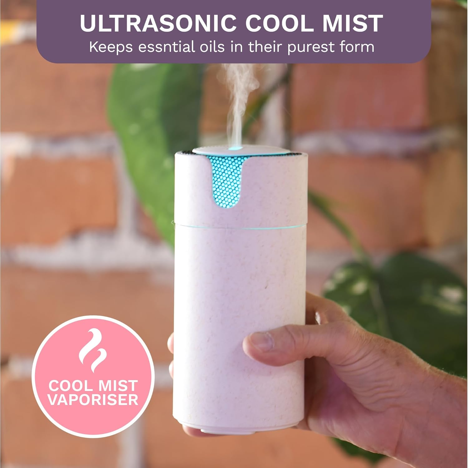 Aroma Recharge Cordless Diffuser - Portable Aromatherapy Diffuser with 70 Ml Water Capacity, 3 Hour USB Charge | Relaxation Anywhere, Improves Sleep, Mood and Focus - Ultrasonic 5-In-1 Technology - White Stone image number 7