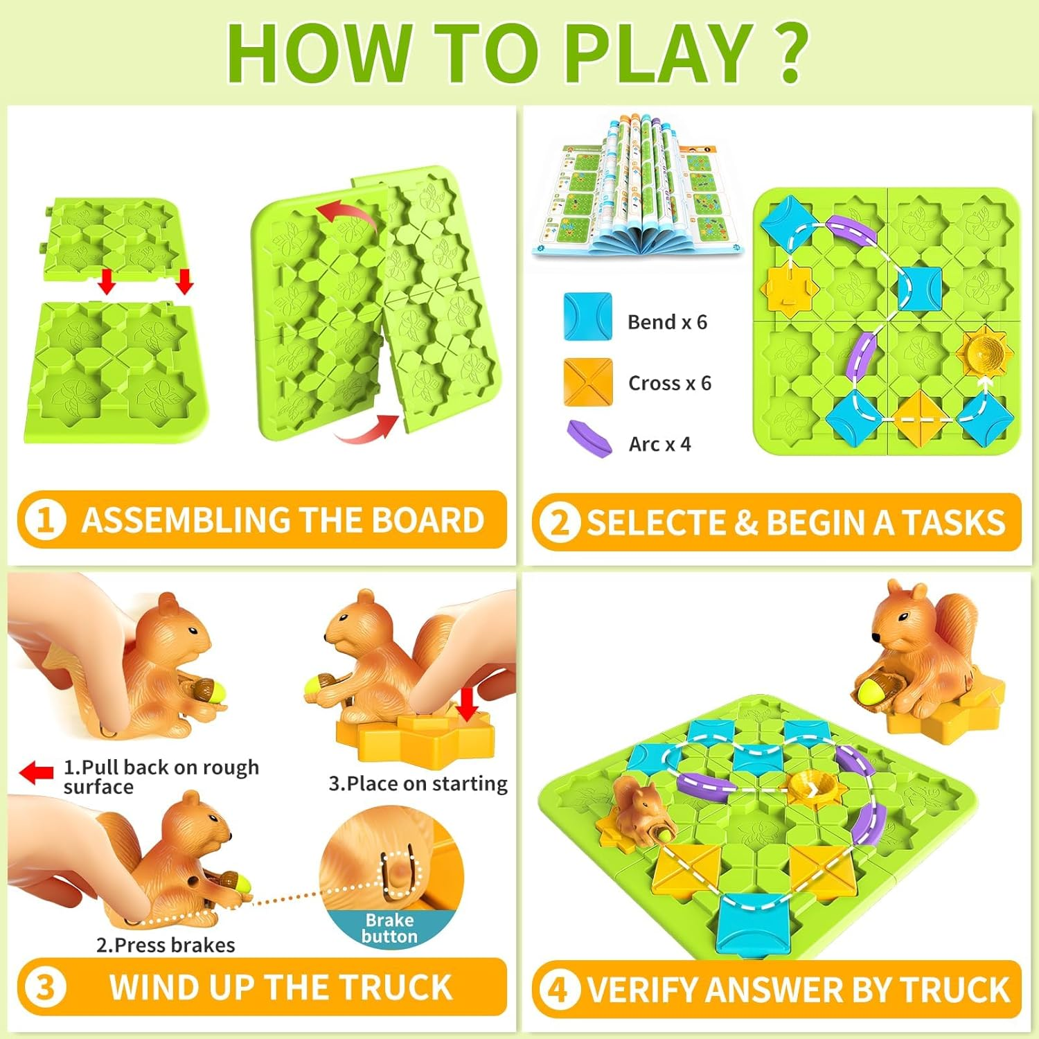 STEM Board Games Kids Toys, Maze Brain Teaser Puzzles Learning Games for Kids Ages 4-8, 118 Challenges, 5 Difficulty Levels, Squirrel Logic Track Building Blocks, Educational Montessori Birthday Gifts image number 5
