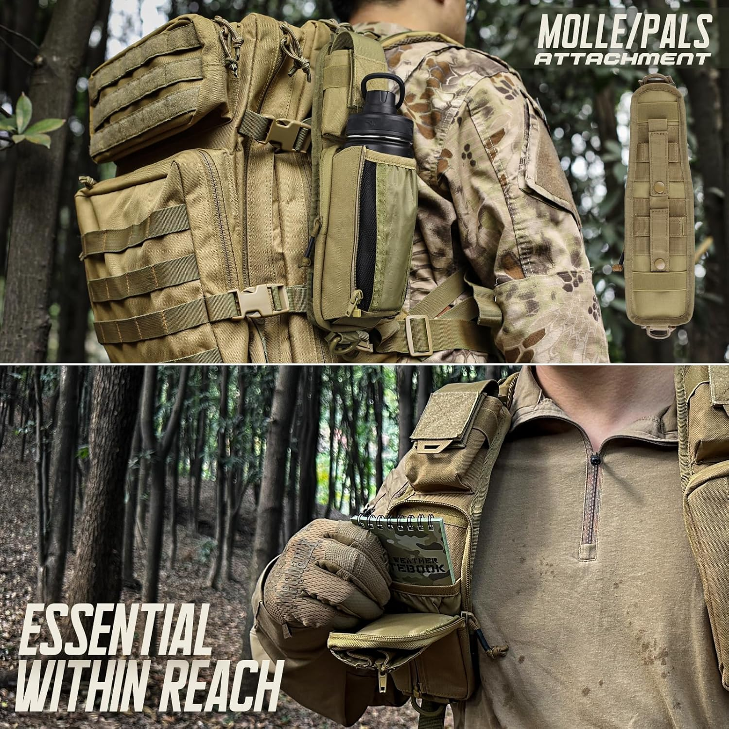 WYNEX Molle Tactical Pouches of Water Bottle Pouch Version, Tactical Accessories Backpack Strap Pouch Water Bottle Carrier Holder Molle Accessories for Backpacks image number 3