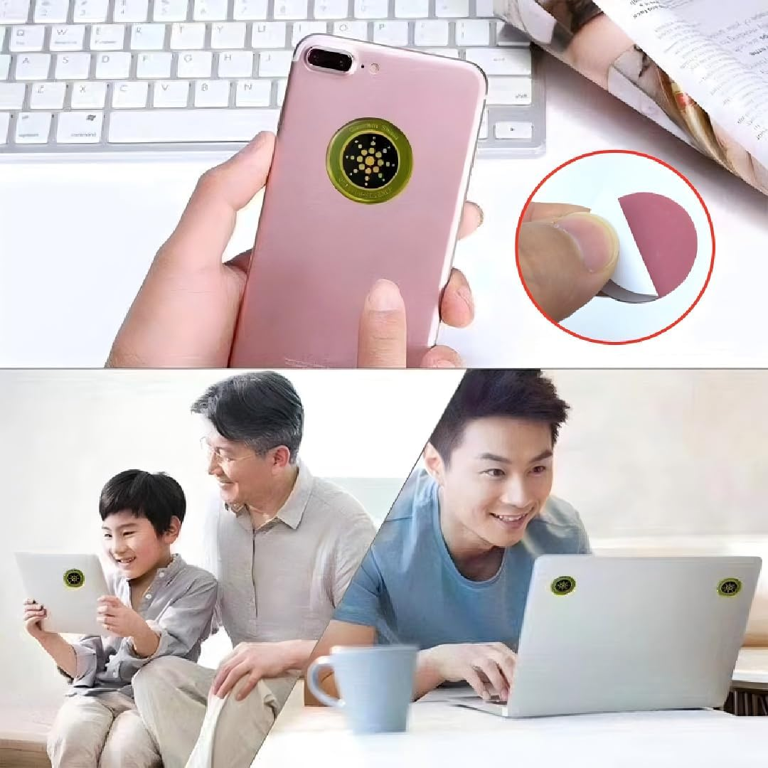 EMF Stickers Blocker Neutralize Shield Protection - 12Pcs Golden EMF Blocker for Cell Phone/Laptops/Computers/Tv/Electronic Devices, Quantum Shield Stickers for Wifi/5G Radiation Protection